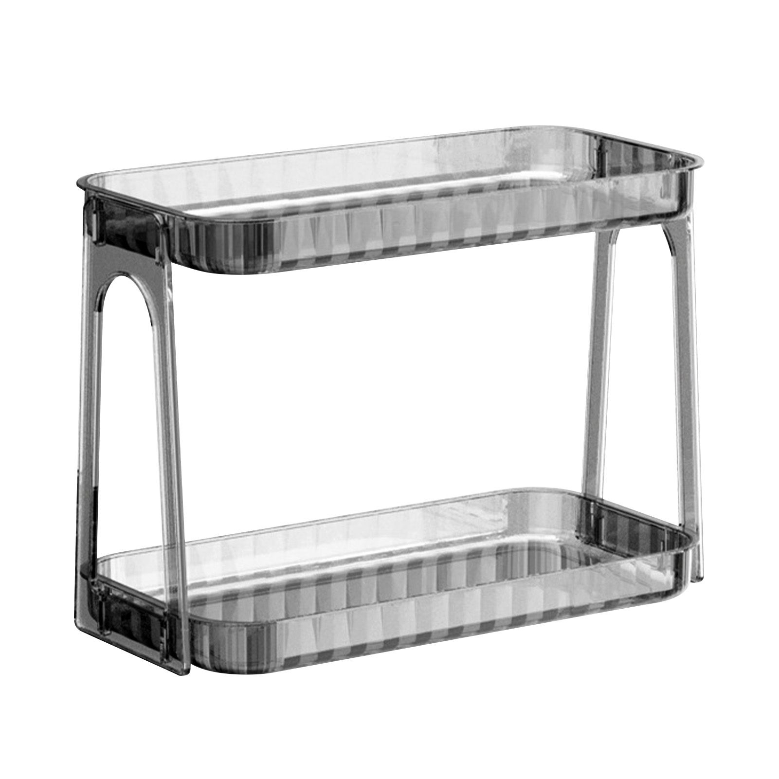 Cosmetic Storage Rack Double Layer Clear Detachable Modern Countertop Cosmetic Organizer for Dressing Table Smoke Gray - Image 2