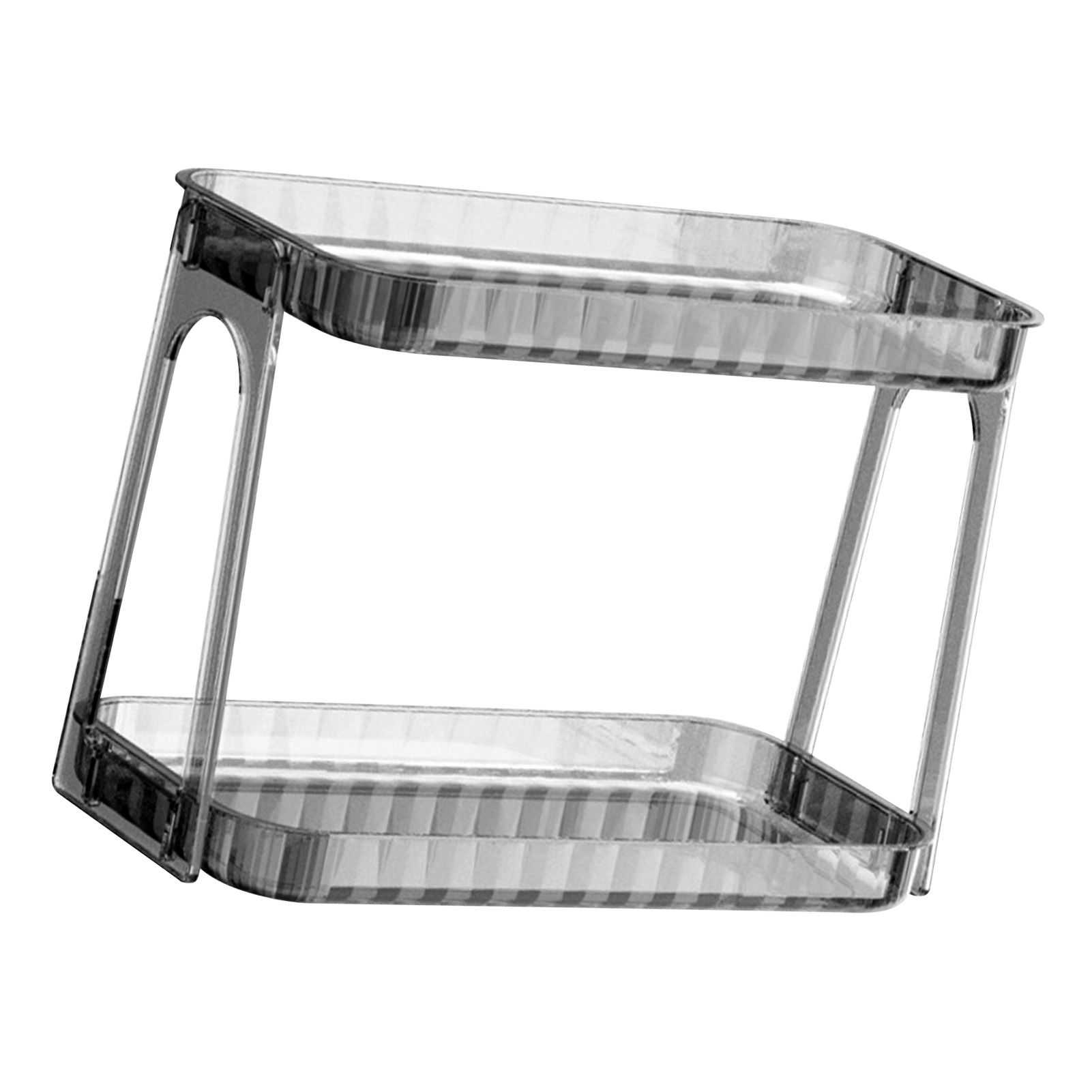Cosmetic Storage Rack Double Layer Clear Detachable Modern Countertop Cosmetic Organizer for Dressing Table Smoke Gray - Image 3