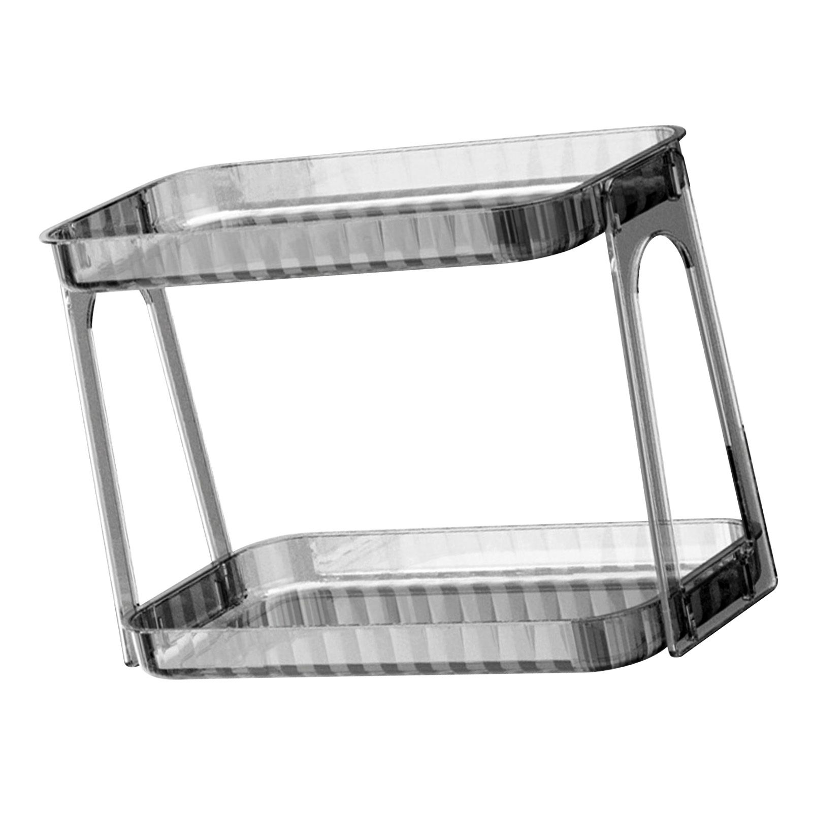 Cosmetic Storage Rack Double Layer Clear Detachable Modern Countertop Cosmetic Organizer for Dressing Table Smoke Gray - Image 4