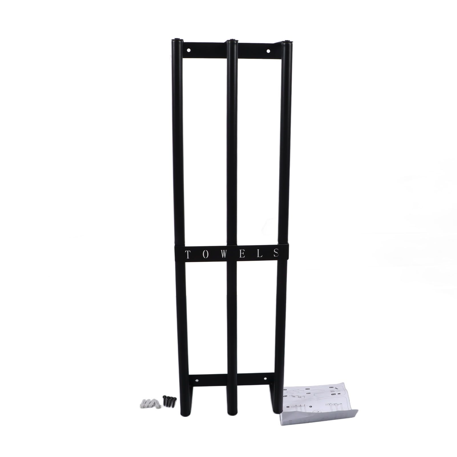 Towel Storage Rack Wall Mounted Black Iron Alloy 3 Bar Rolled Towel Holder for Bathroom - Image 1