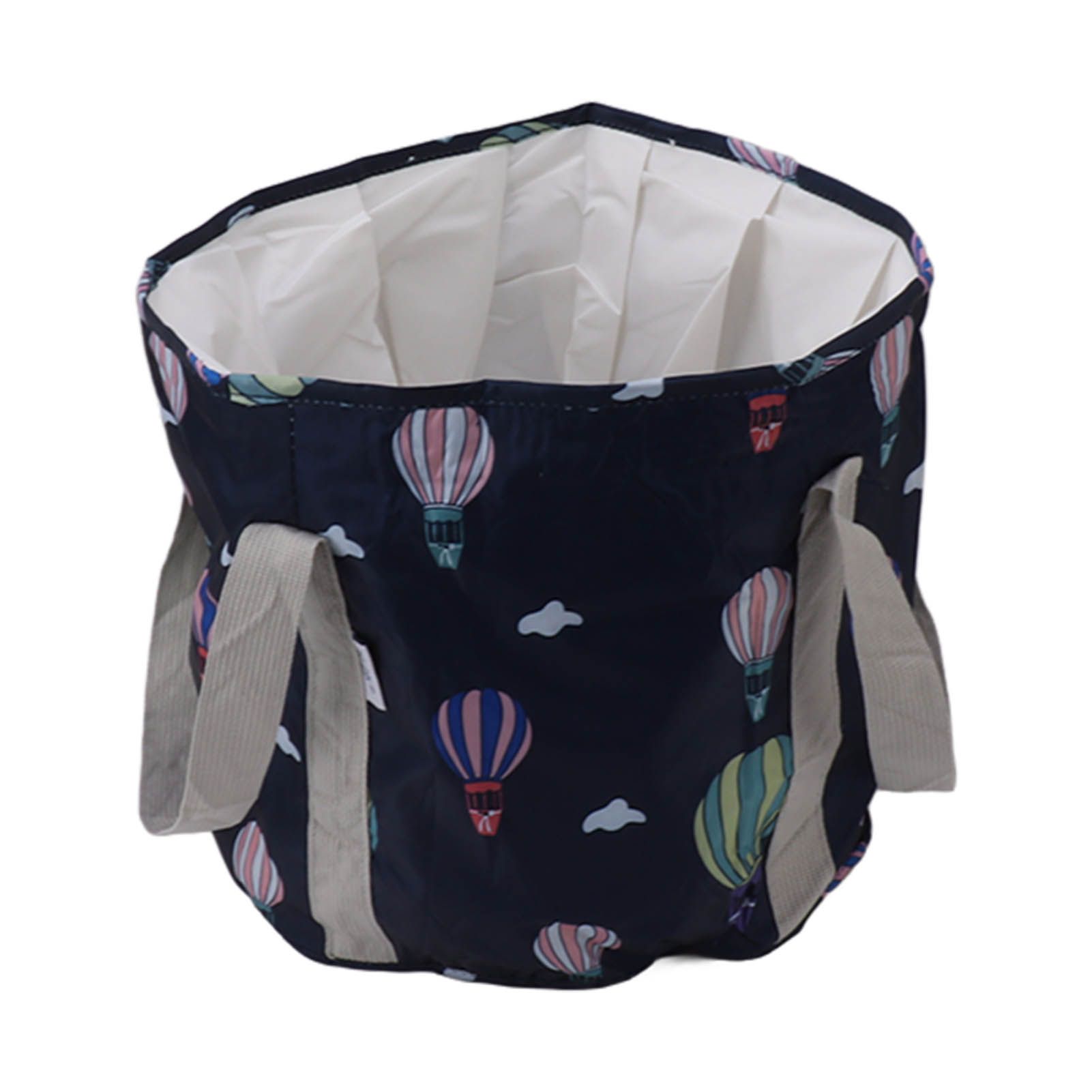 Collapsible Foot Bath Basin PVC Insulated Portable Foot Soaking Bath Tub Water Bucket with Handle for Outdoor Camping Travel Navy Blue Balloon - Image 2
