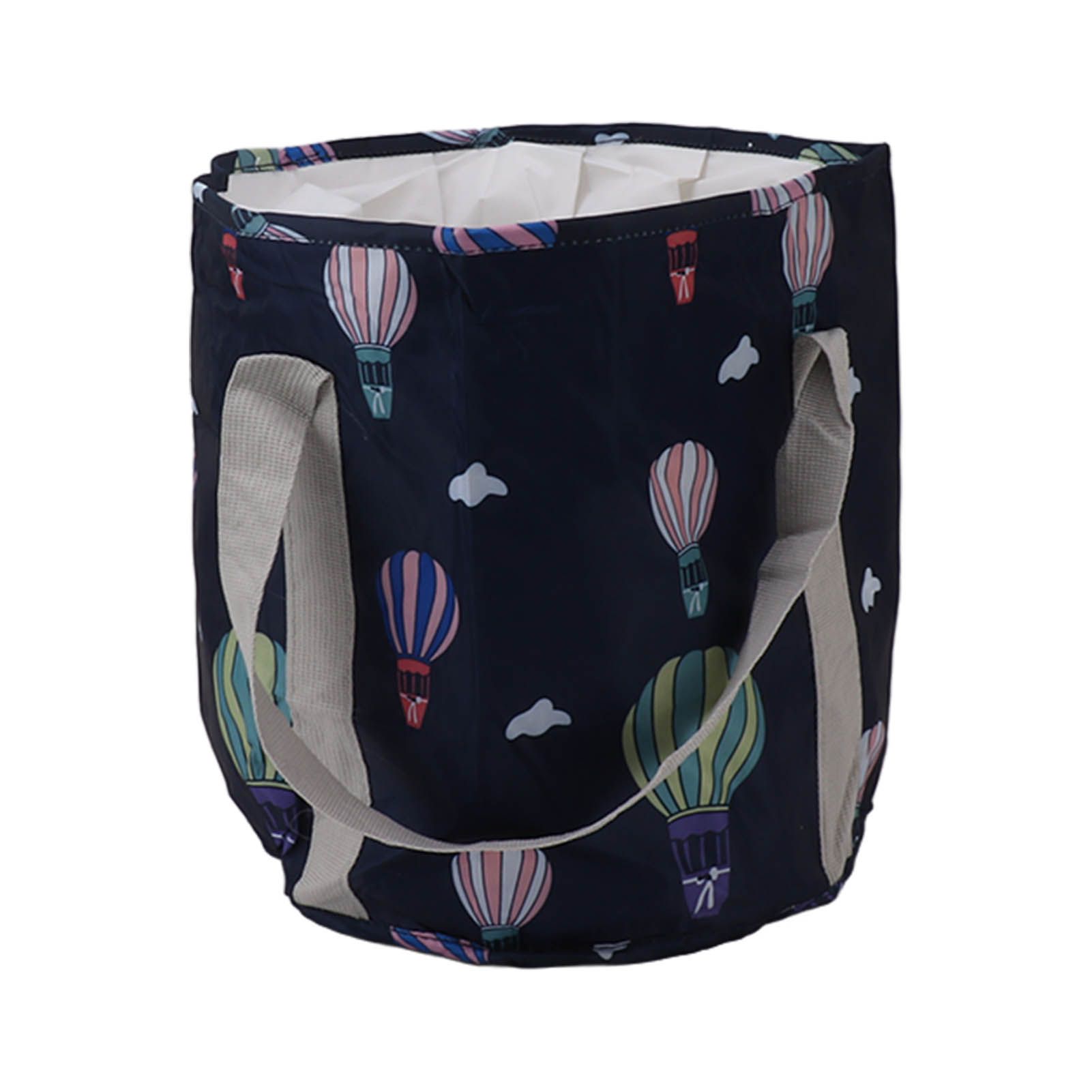 Collapsible Foot Bath Basin PVC Insulated Portable Foot Soaking Bath Tub Water Bucket with Handle for Outdoor Camping Travel Navy Blue Balloon - Image 3