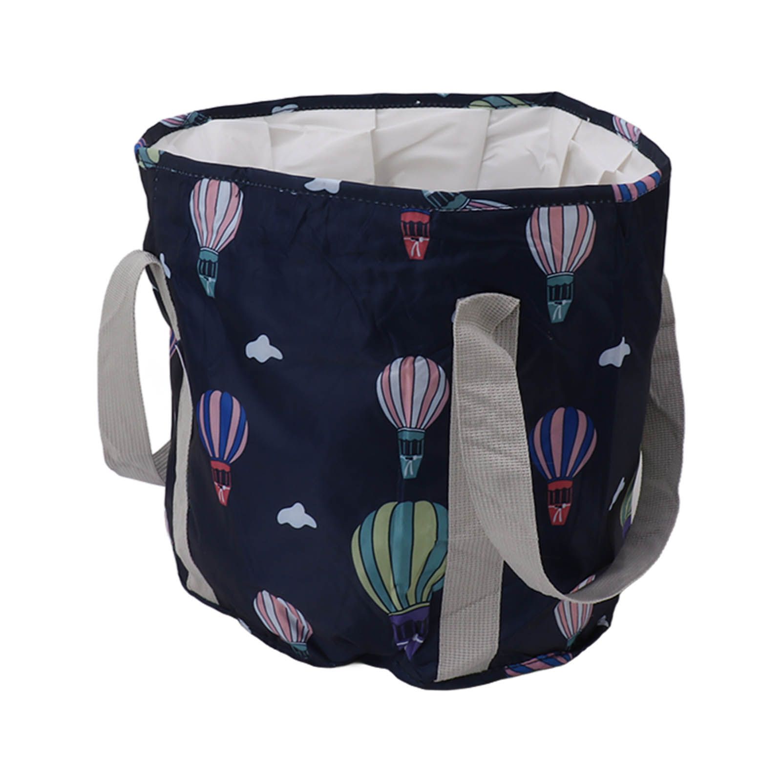 Collapsible Foot Bath Basin PVC Insulated Portable Foot Soaking Bath Tub Water Bucket with Handle for Outdoor Camping Travel Navy Blue Balloon - Image 5