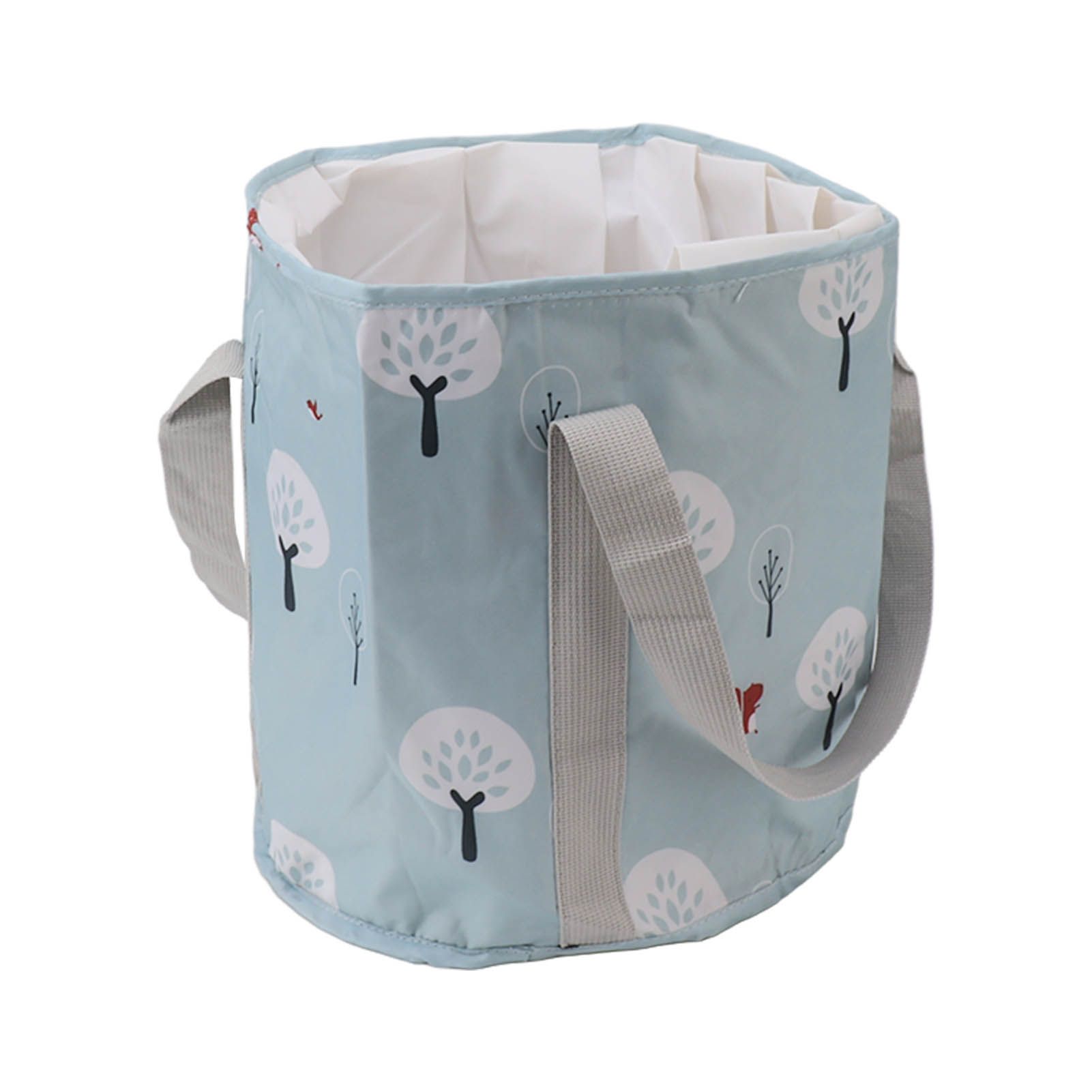 Collapsible Foot Bath Basin PVC Insulated Portable Foot Soaking Bath Tub Water Bucket with Handle for Outdoor Camping Travel Blue Small Tree - Image 3