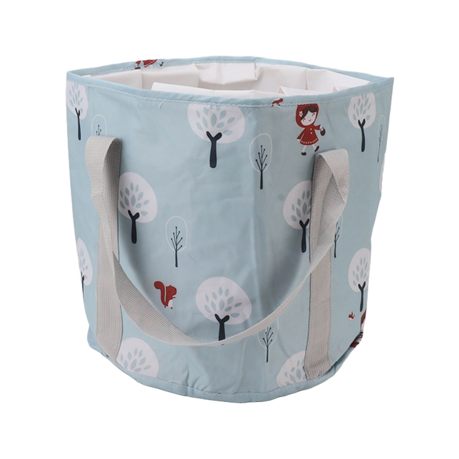 Collapsible Foot Bath Basin PVC Insulated Portable Foot Soaking Bath Tub Water Bucket with Handle for Outdoor Camping Travel Blue Small Tree - Image 5