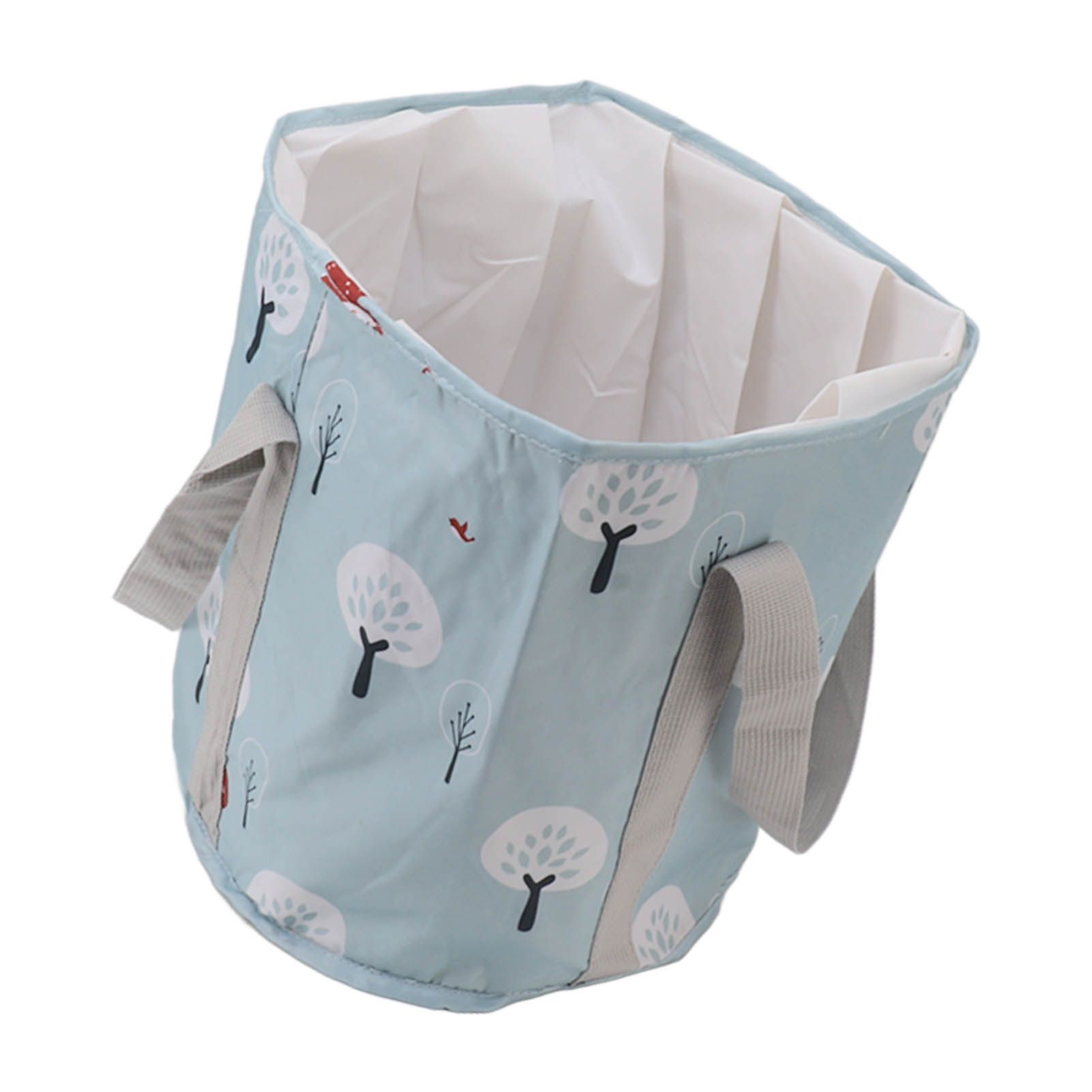 Collapsible Foot Bath Basin PVC Insulated Portable Foot Soaking Bath Tub Water Bucket with Handle for Outdoor Camping Travel Blue Small Tree - Image 7