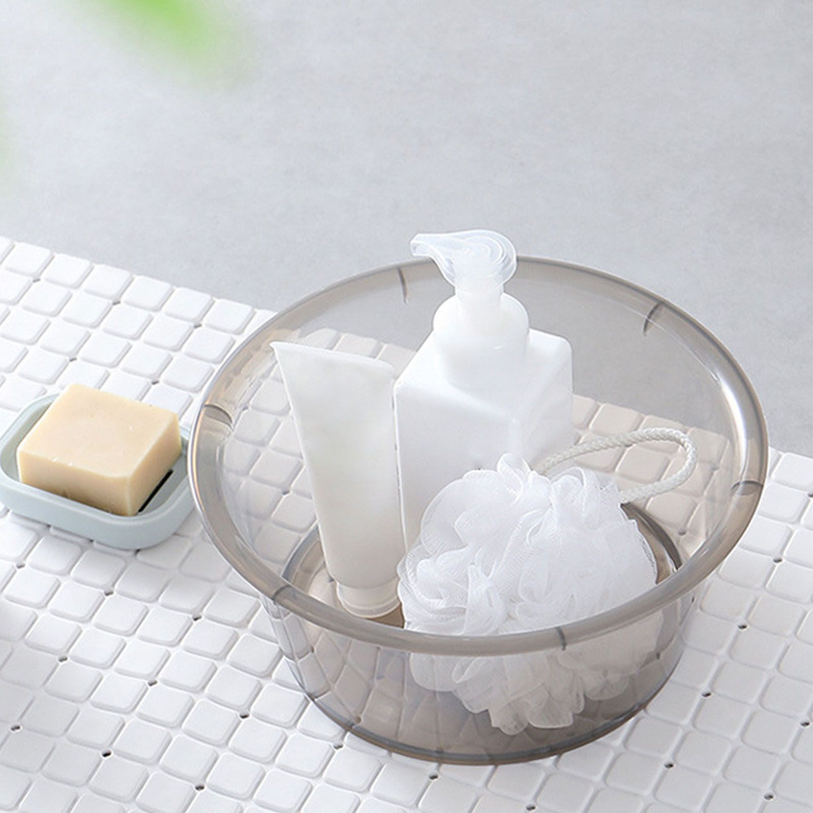Large Transparent Laundry Basin Household Plastic Simple Thickened Washbasin Student Dormitory Plastic Basin Grey - Image 2