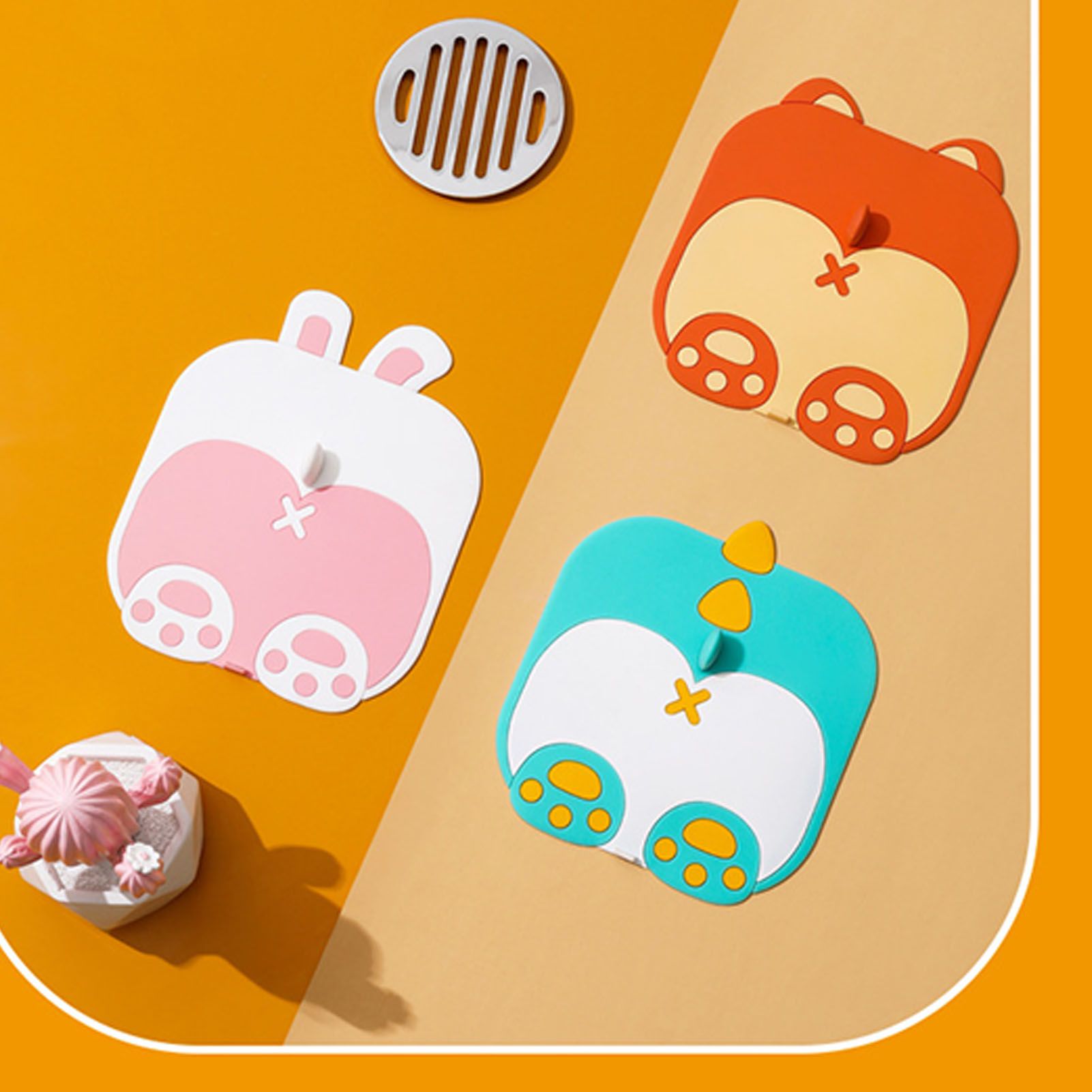 Shower Drain Stopper Cartoon Style Odour Resistant Silicone Anti Slip Bathtub Stopper for Home Bathroom Toilet Orange - Image 6