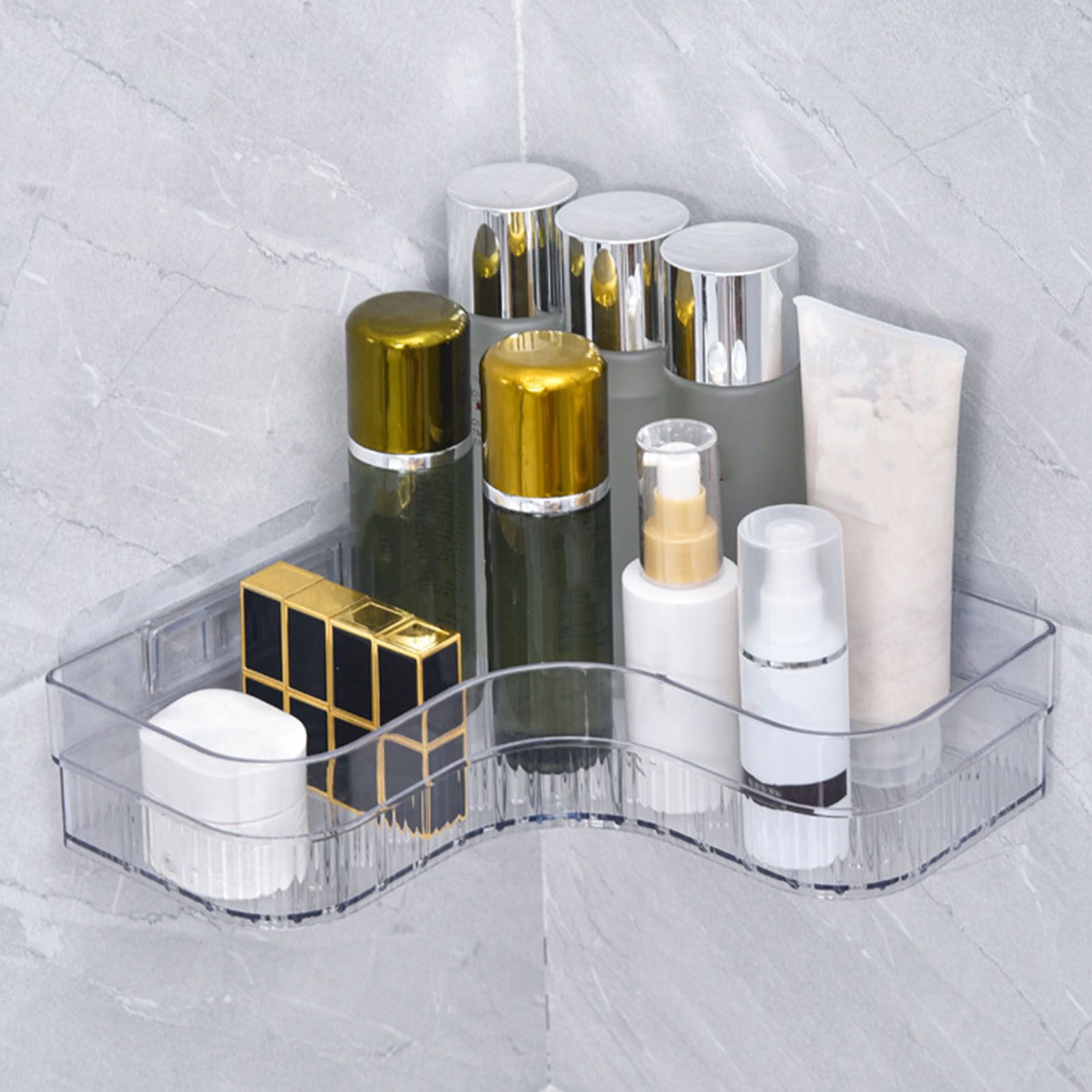 Shower Corner Shelf Plastic Corner Shower Caddy Wall Mounted Shower Organizer for Bathroom Toilet Crystal White - Image 6