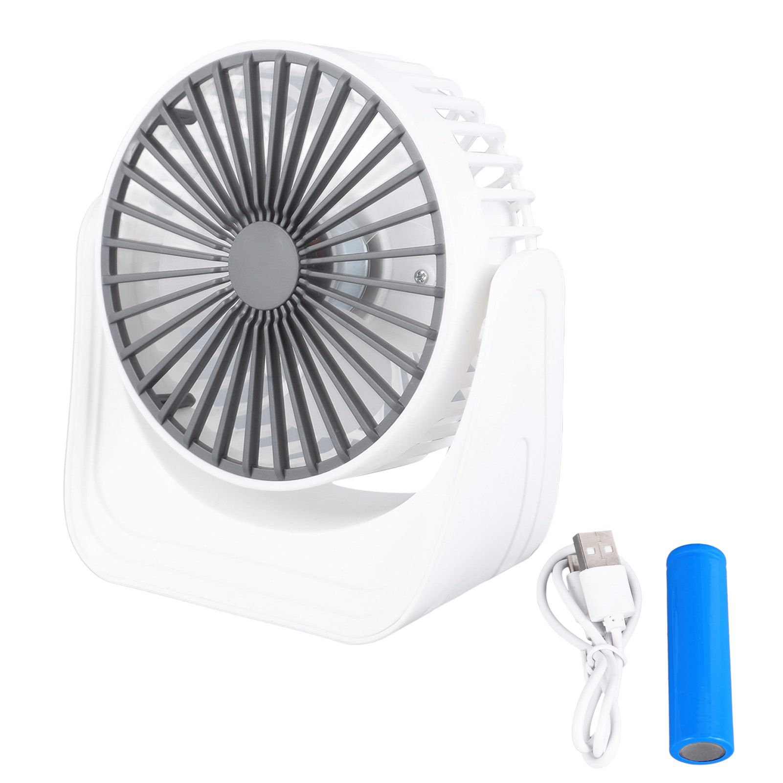 Desktop Mini Fan 1200mAh USB Rechargeable White 3 Speed 360 Degree Rotation Small Table Fan for Travel Camping Home - Image 1