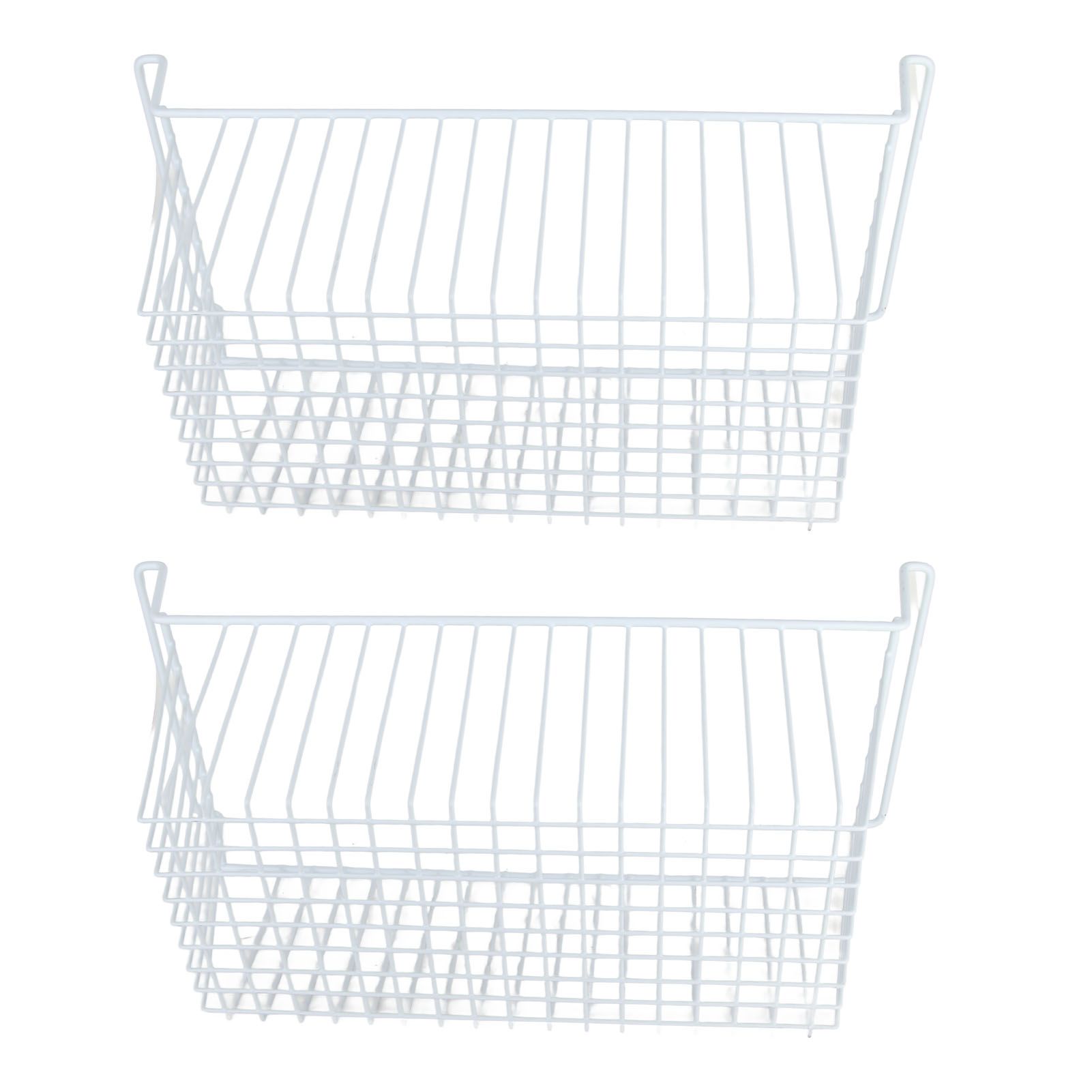 2Pcs Freezer Organizer Bins Steel Wire Large Capacity Strong Bearing Freezer Basket with Handle for Closet Countertops 56.5 X 25.2 X 24cm / 22.2 X 9.9 X 9.4in (L X W X H) with 7cm / 2.8in Handle - Image 3