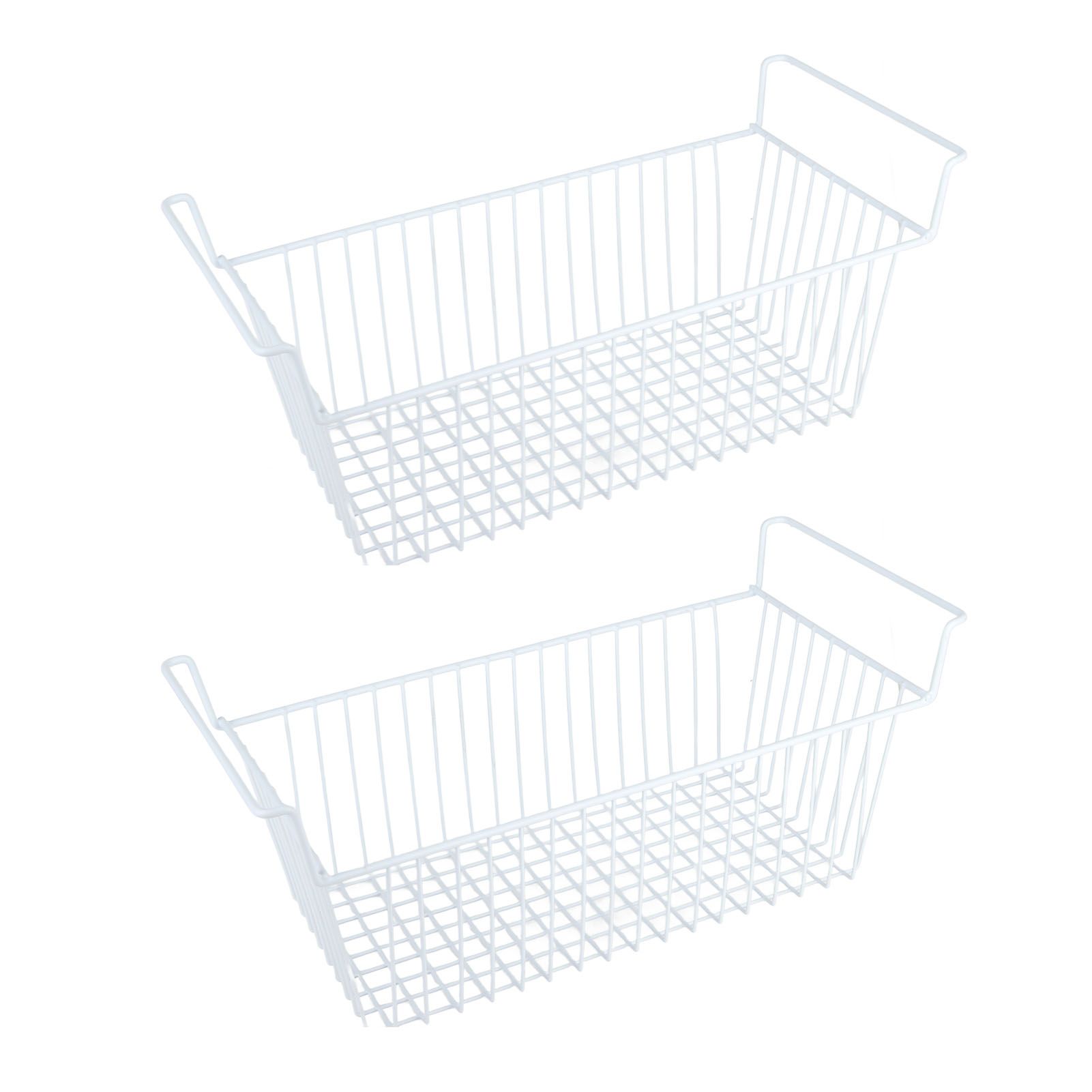 2Pcs Freezer Organizer Bins Steel Wire Large Capacity Strong Bearing Freezer Basket with Handle for Closet Countertops 56.5 X 25.2 X 24cm / 22.2 X 9.9 X 9.4in (L X W X H) with 7cm / 2.8in Handle - Image 5