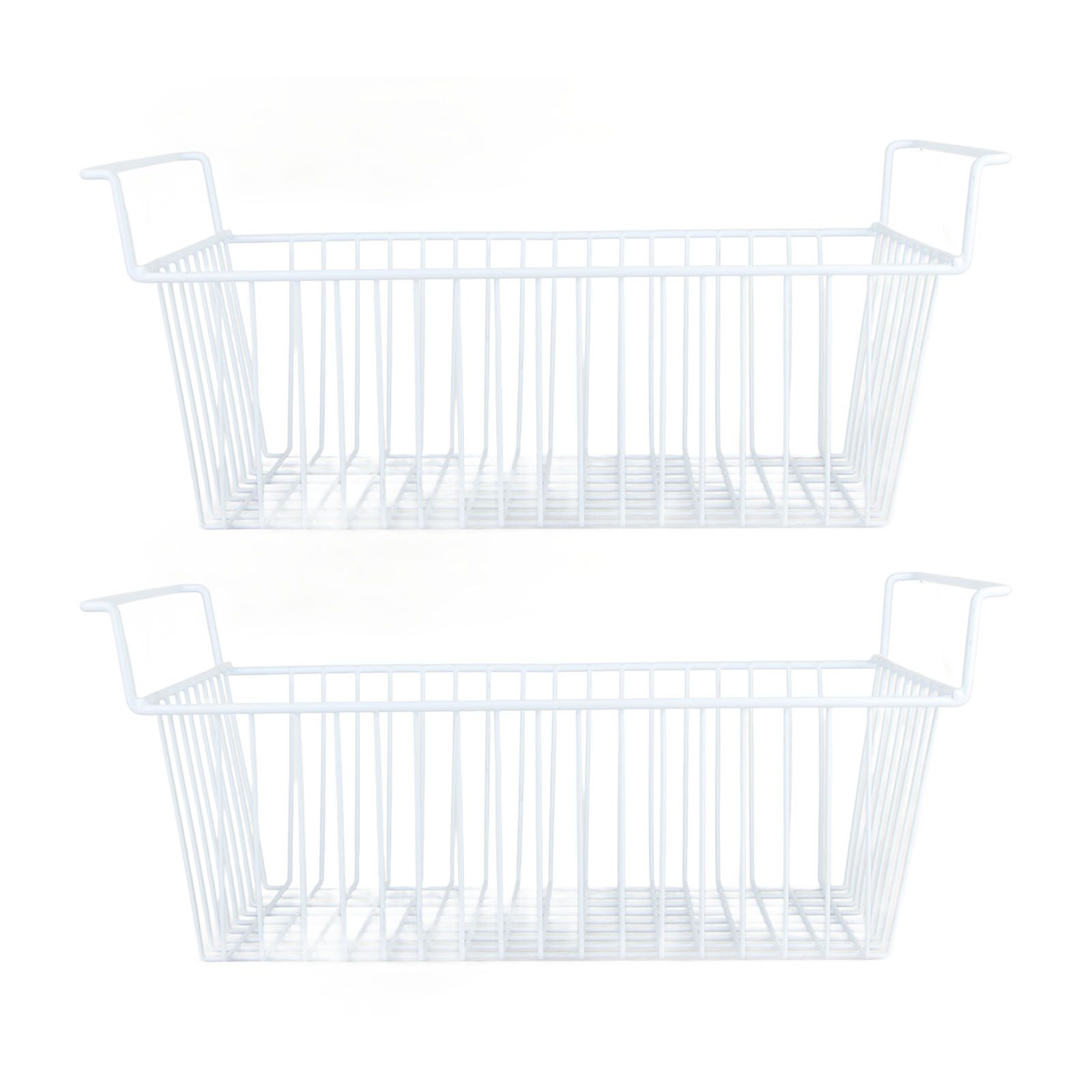 2Pcs Freezer Organizer Bins Steel Wire Large Capacity Strong Bearing Freezer Basket with Handle for Closet Countertops 56.5 X 25.2 X 24cm / 22.2 X 9.9 X 9.4in (L X W X H) with 7cm / 2.8in Handle - Image 6