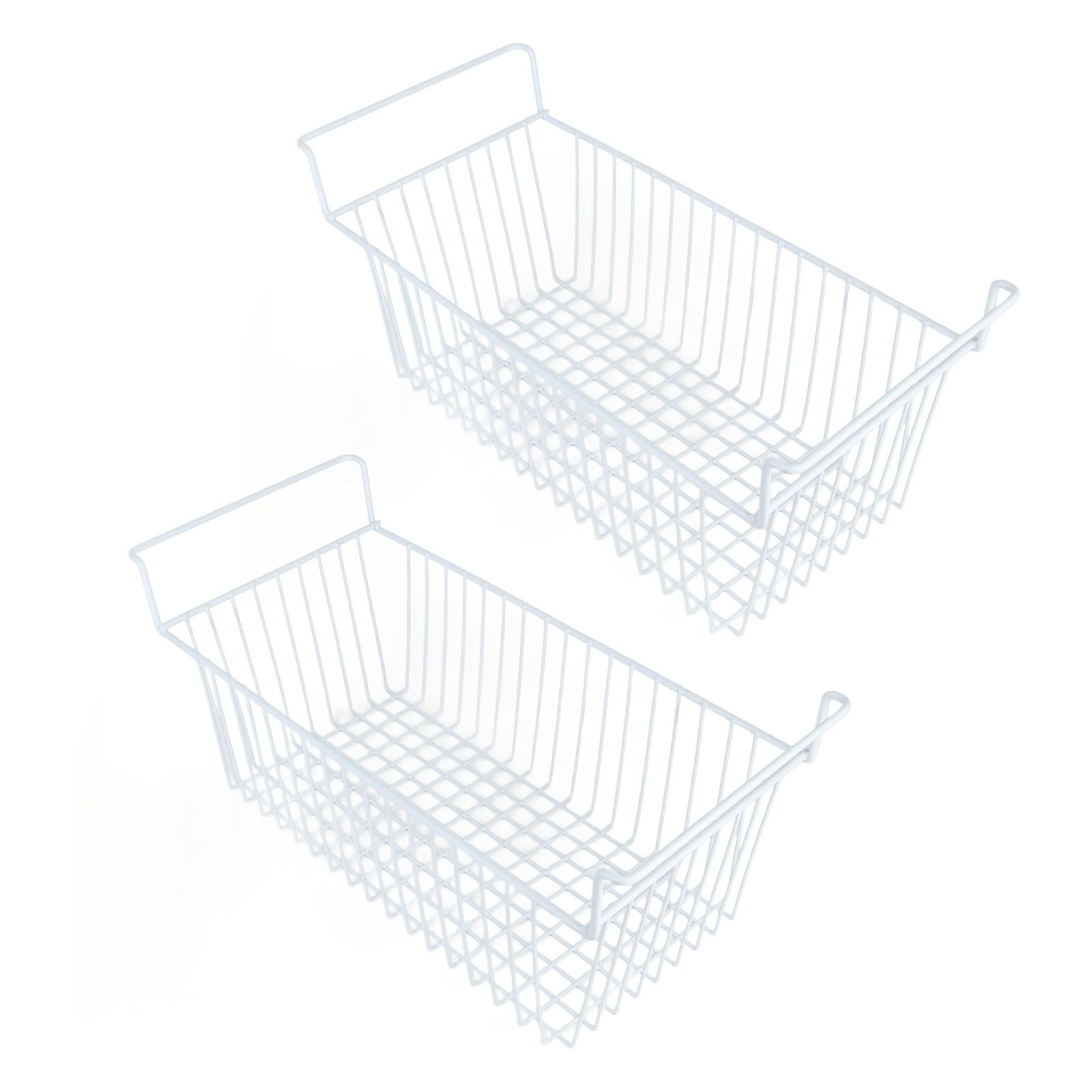 2Pcs Freezer Organizer Bins Steel Wire Large Capacity Strong Bearing Freezer Basket with Handle for Closet Countertops 56.5 X 25.2 X 24cm / 22.2 X 9.9 X 9.4in (L X W X H) with 7cm / 2.8in Handle - Image 7