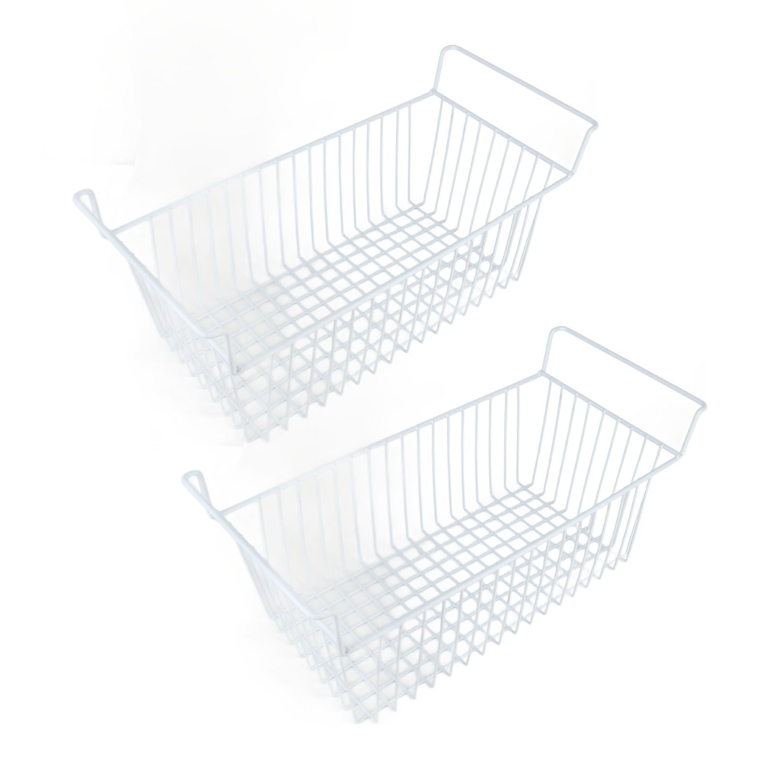 2Pcs Freezer Organizer Bins Steel Wire Large Capacity Strong Bearing Freezer Basket with Handle for Closet Countertops 56.5 X 25.2 X 24cm / 22.2 X 9.9 X 9.4in (L X W X H) with 7cm / 2.8in Handle - Image 8