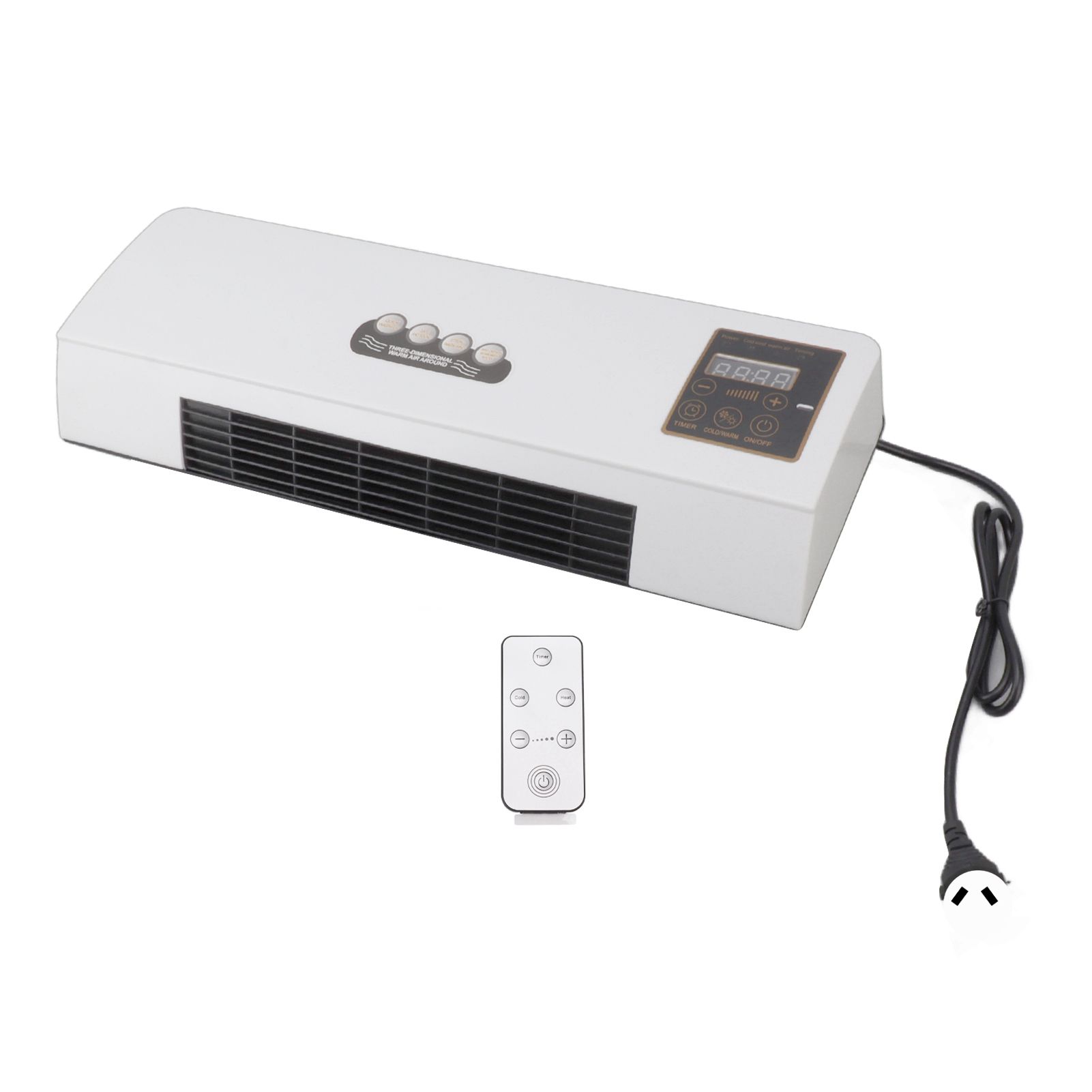 1800W Wall Mounted Air Conditioner Heater Electric Cooling Heating Machine PTC Heating Element Heater with Remote Control Timer for Bedroom Bathroom 220V English Version - Image 1