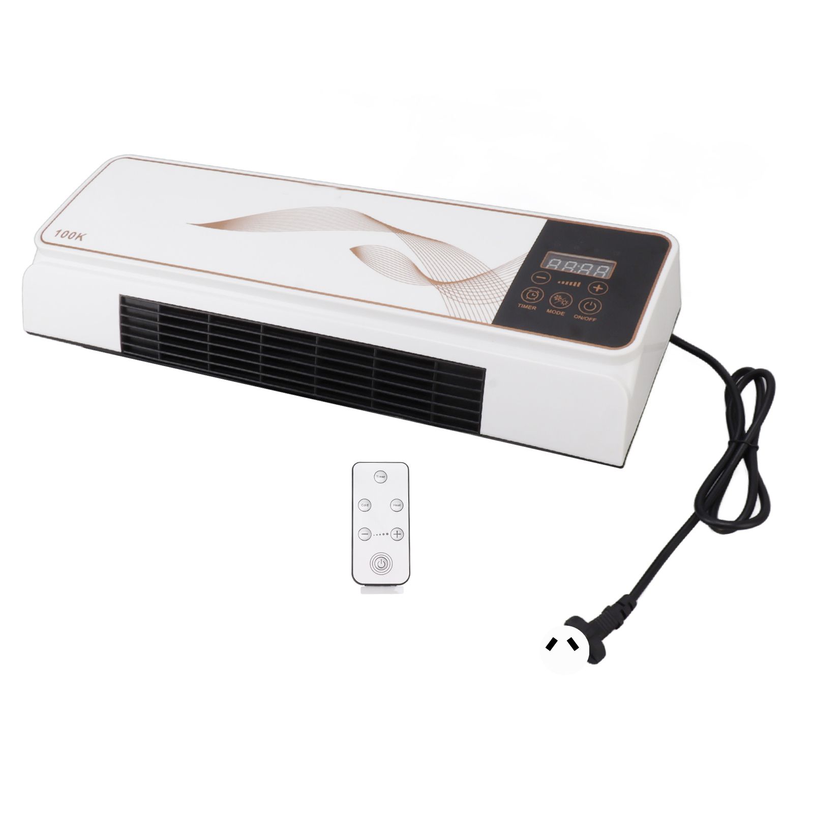 Electric Fan Heater ABS PP Wall Mounted Mini Heating Cooling Machine with Remote Control for Bedroom Bathroom Living Room 220V AU Plug - Image 1
