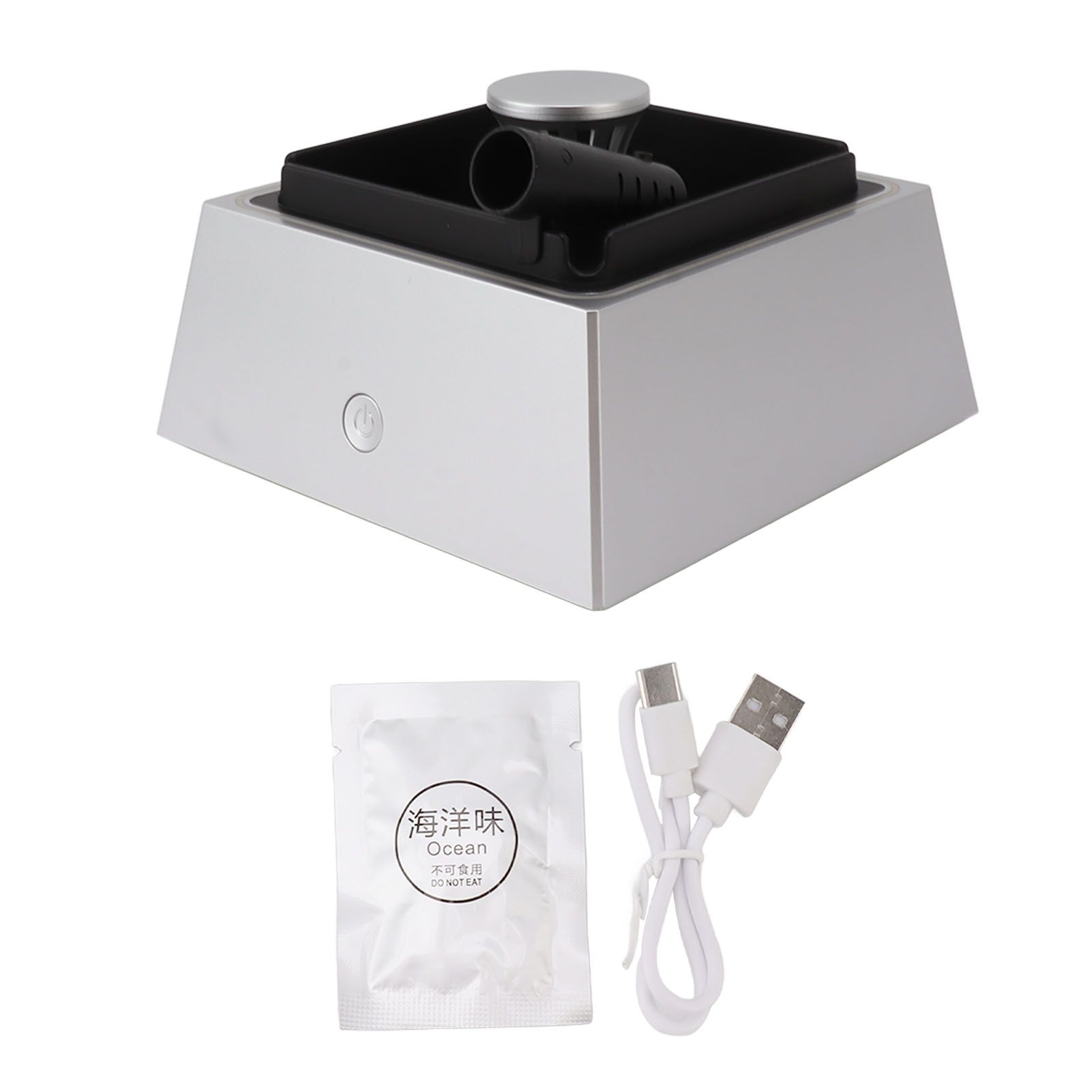 2 in 1 Purifier Ashtray Non Slip 1200mAh Light Weight USB Type C Smokeless Ashtray Air Purifier for Indoor Office Silver - Image 1