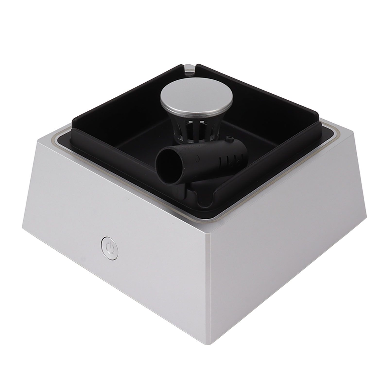 2 in 1 Purifier Ashtray Non Slip 1200mAh Light Weight USB Type C Smokeless Ashtray Air Purifier for Indoor Office Silver - Image 3
