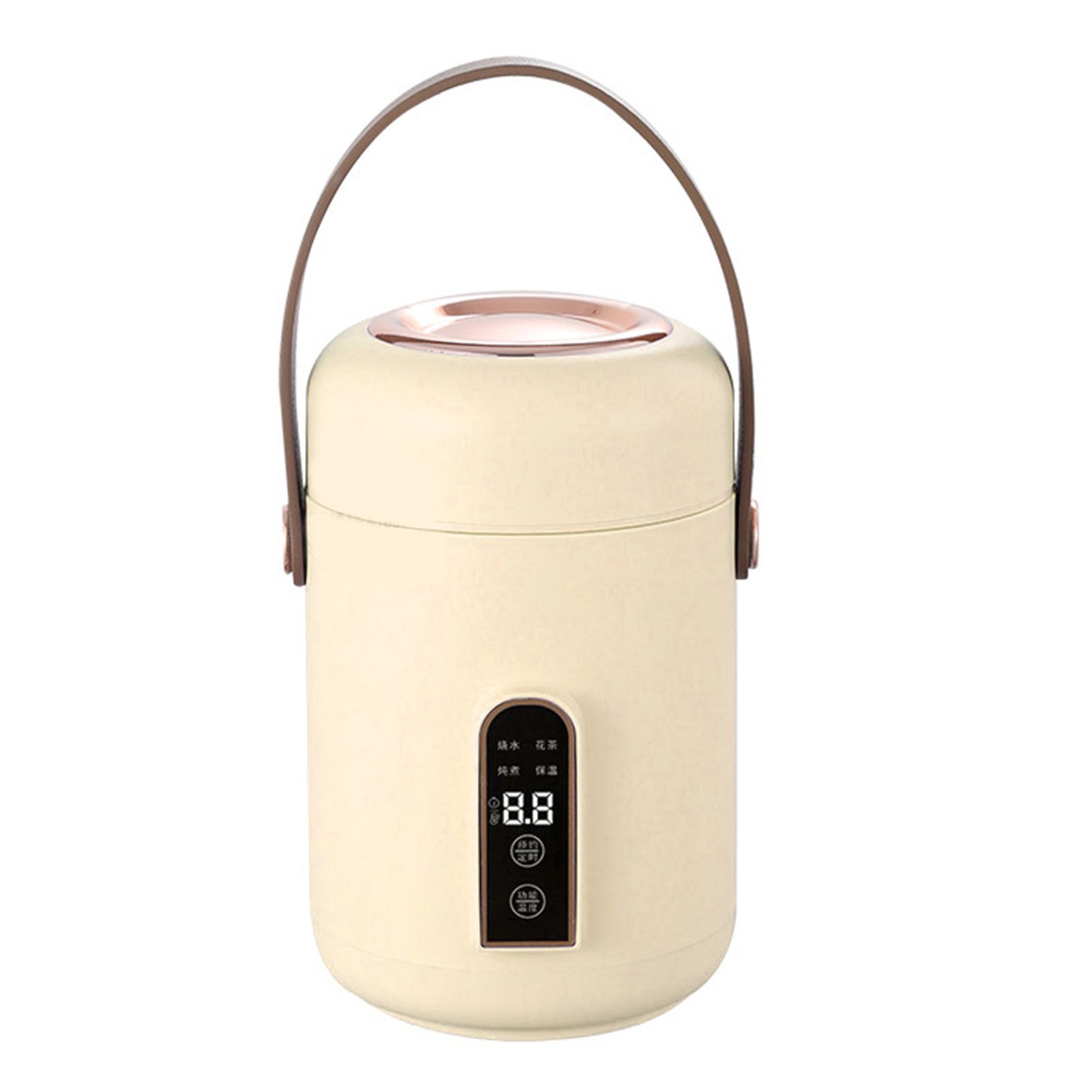 Mini Rice Cooker Efficient Heating Insulated Portable Multifunction Soup Porridge Stewpot for Home Office Dorm White - Image 1
