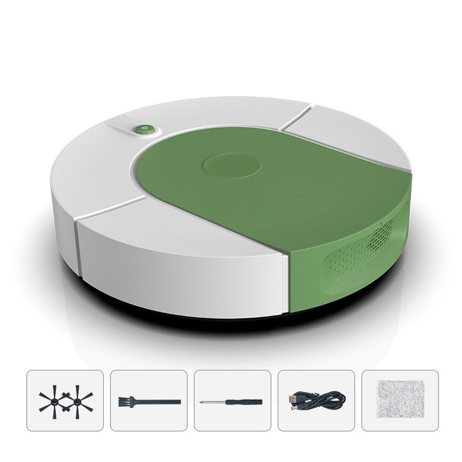 Robot Vacuum Cleaner Strong Suction Automatic USB Rechargeable Sweeping Robot for Ceramic Tiles Hard Floors Green - Image 1