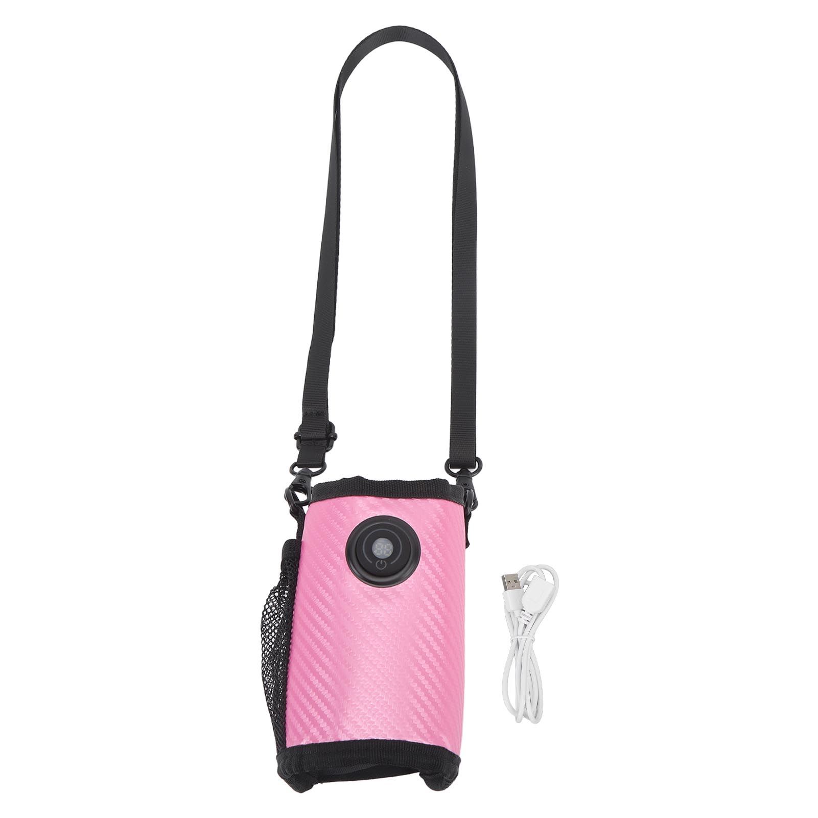 Milk Bottle Warmer Bag Digital Display Constant Temp Adjustable Temperature Baby Bottle Warmer for Home Car Rose Red - Image 1