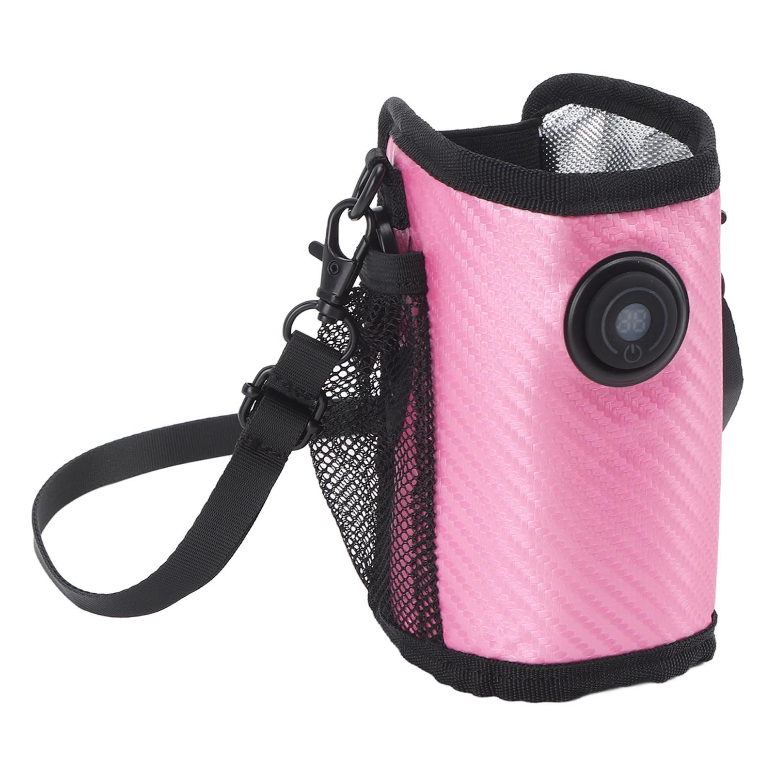 Milk Bottle Warmer Bag Digital Display Constant Temp Adjustable Temperature Baby Bottle Warmer for Home Car Rose Red - Image 3