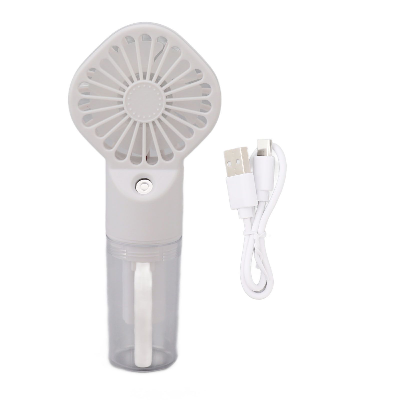 Portable Handheld Misting Fan USB Rechargeable Water Spray Mist Fan with 4 Gear Speed White - Image 1