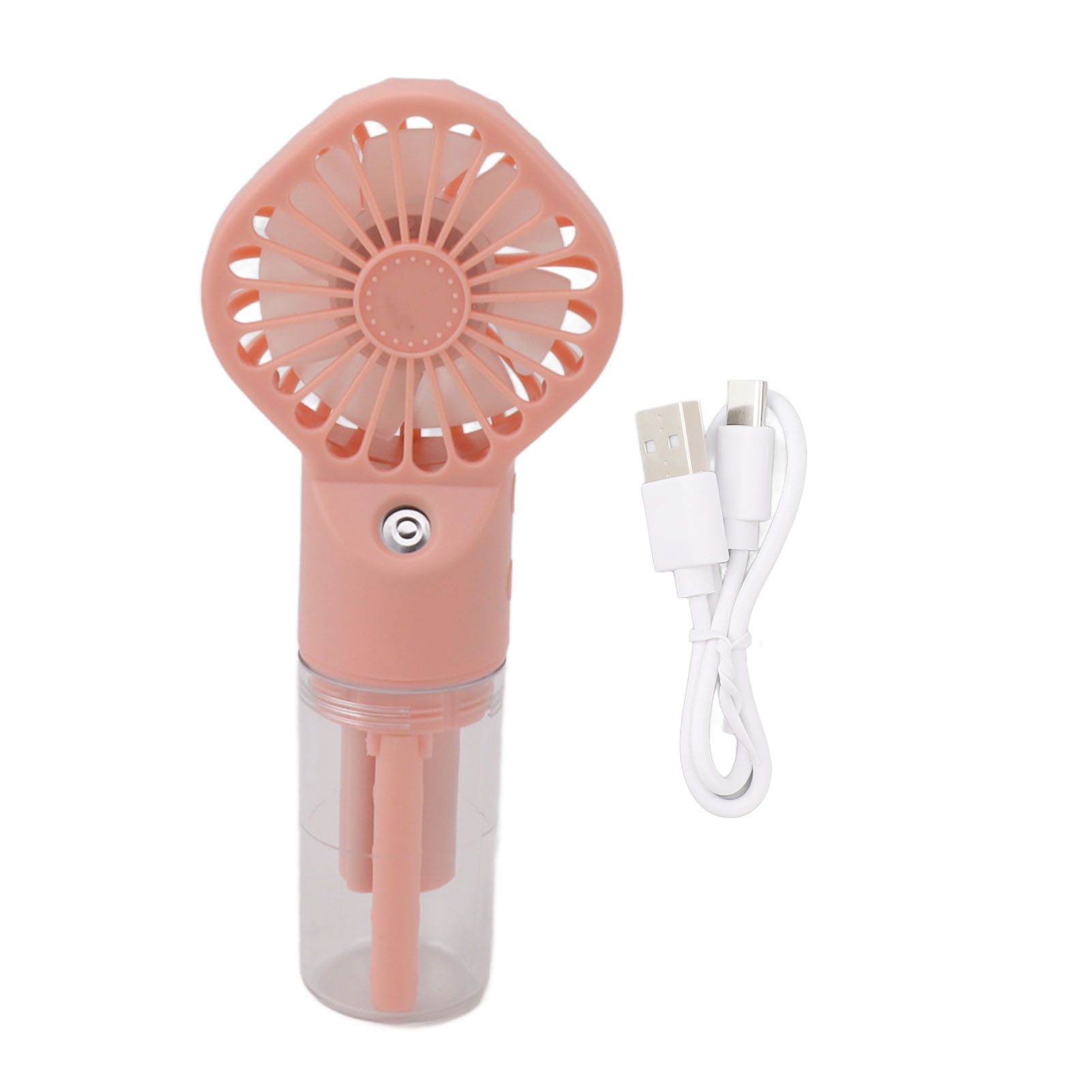 Portable Handheld Misting Fan USB Rechargeable Water Spray Mist Fan with 4 Gear Speed Pink - Image 1