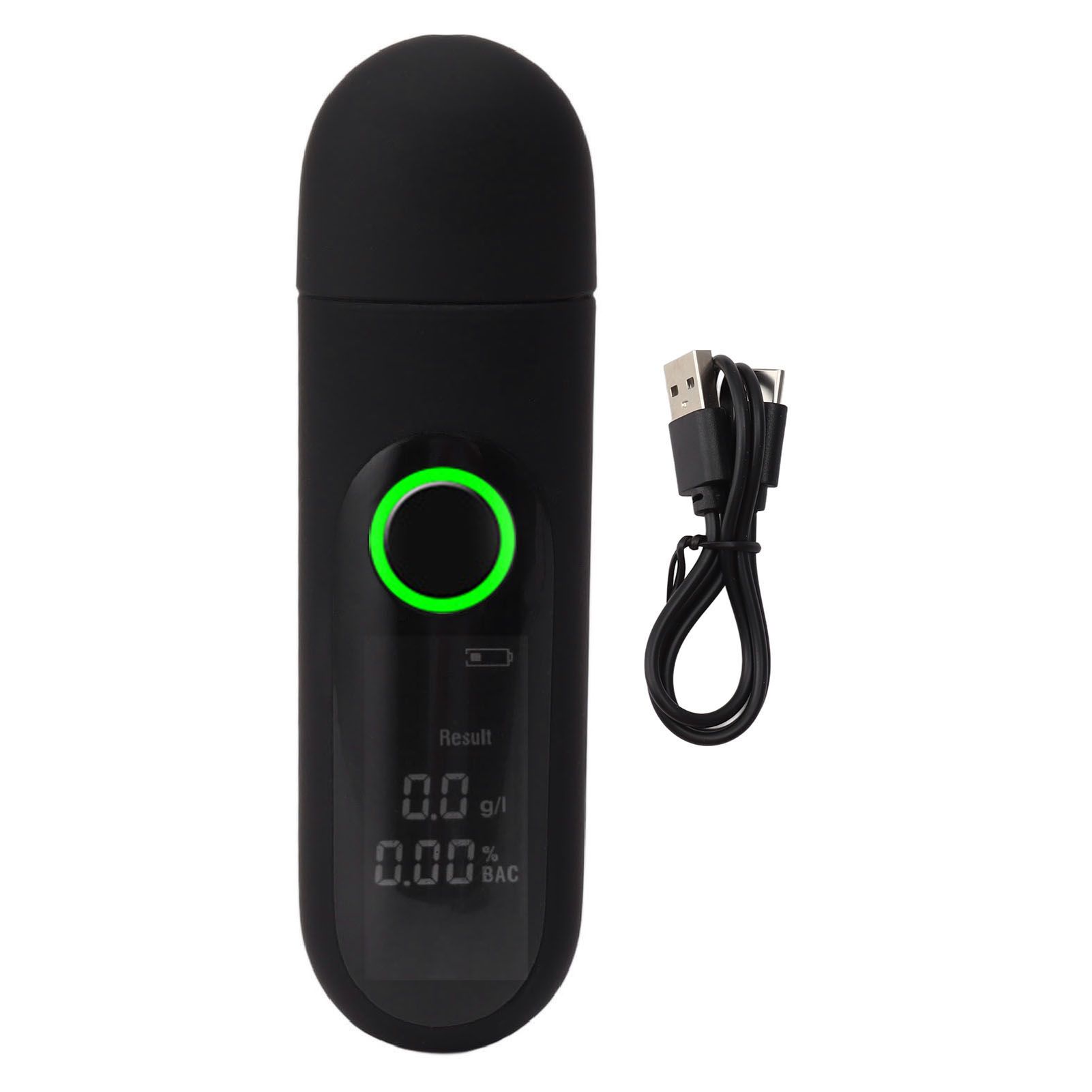 Digital Alcohol Tester High Accuracy LCD HD Display USB Rechargeable Portable Breath Tester for Home Use Black - Image 1