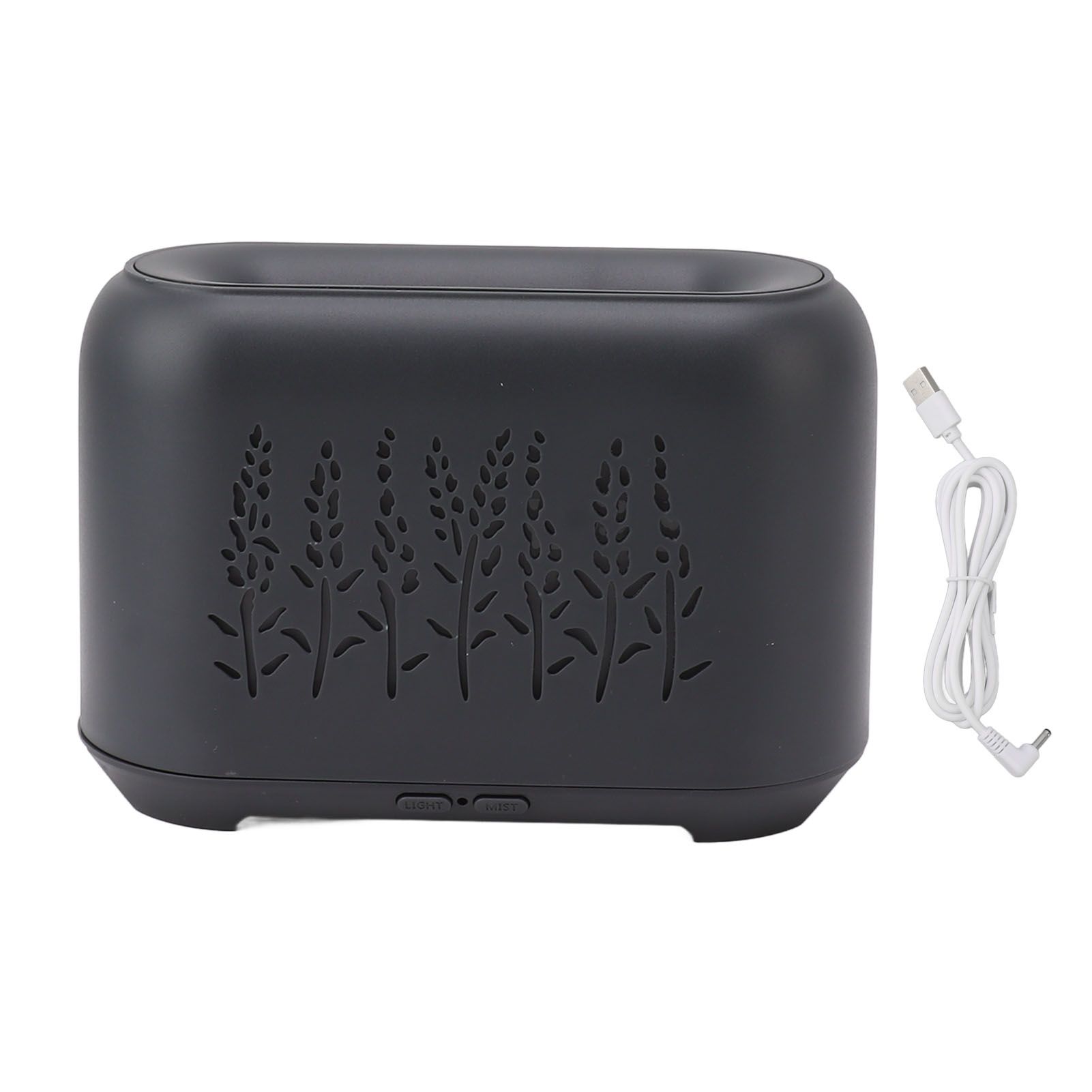 Flame Aroma Diffuser Quiet Auto Off Protection USB Essential Oil Diffuser Humidifier with Colorful Light 130ml Grayish Black - Image 1