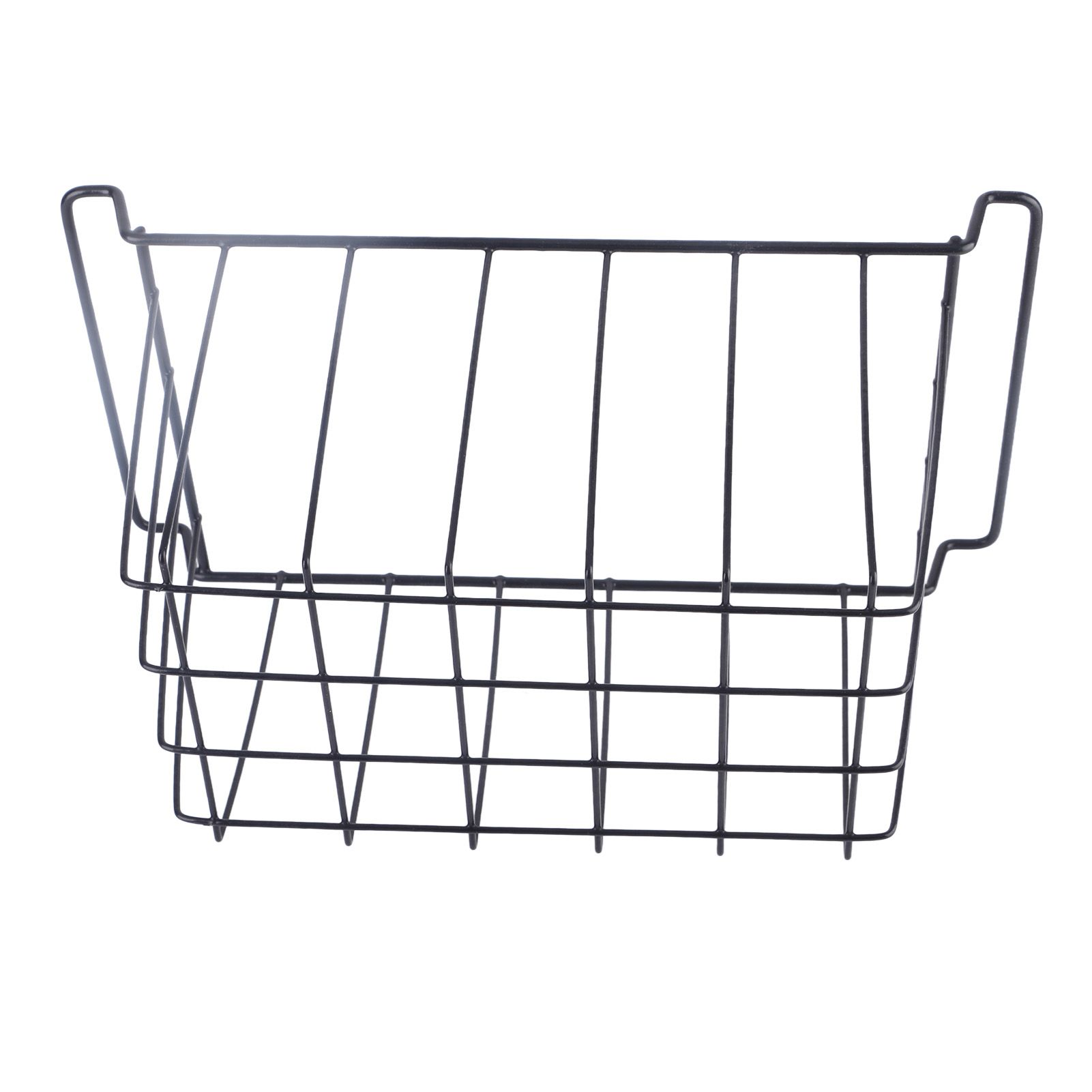 2 Pcs Freezer Wire Storage Basket PE Coated Hanging Rack Organizer Bin Black for Refrigerator Shelves L 39cm X W 20cm X H 20cm - Image 2