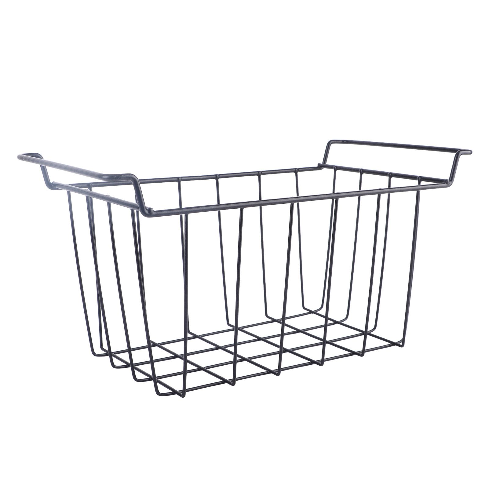 2 Pcs Freezer Wire Storage Basket PE Coated Hanging Rack Organizer Bin Black for Refrigerator Shelves L 39cm X W 20cm X H 20cm - Image 5