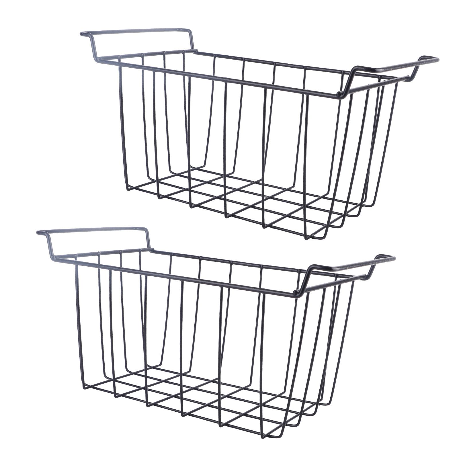 2 Pcs Freezer Wire Storage Basket PE Coated Hanging Rack Organizer Bin Black for Refrigerator Shelves L 39cm X W 20cm X H 20cm - Image 8