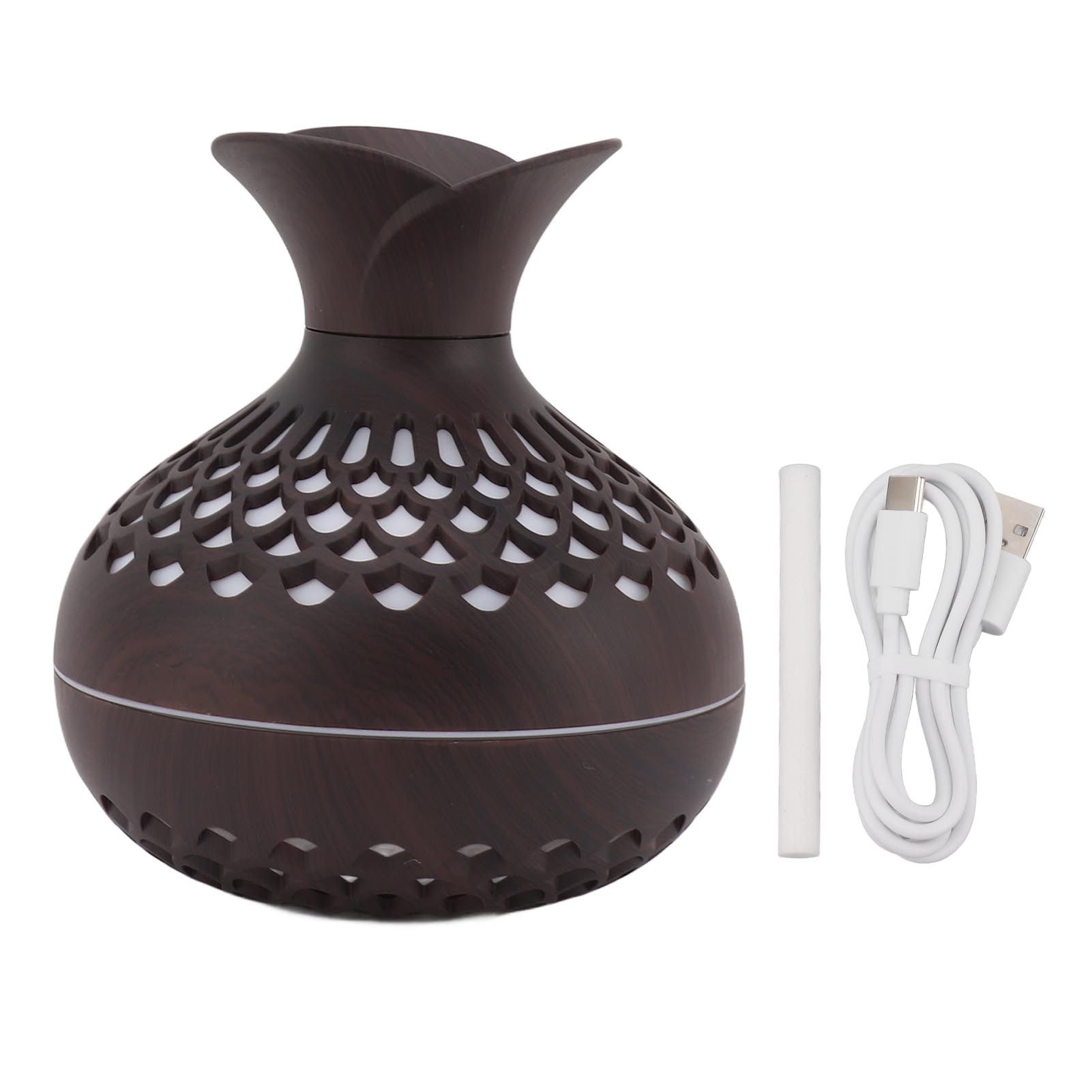 2.5W Scent Diffuser 300ml USB Powered Silent Operation Flower Vase Shape Aroma Humidifier for Offices Bedrooms Dark Brown - Image 1