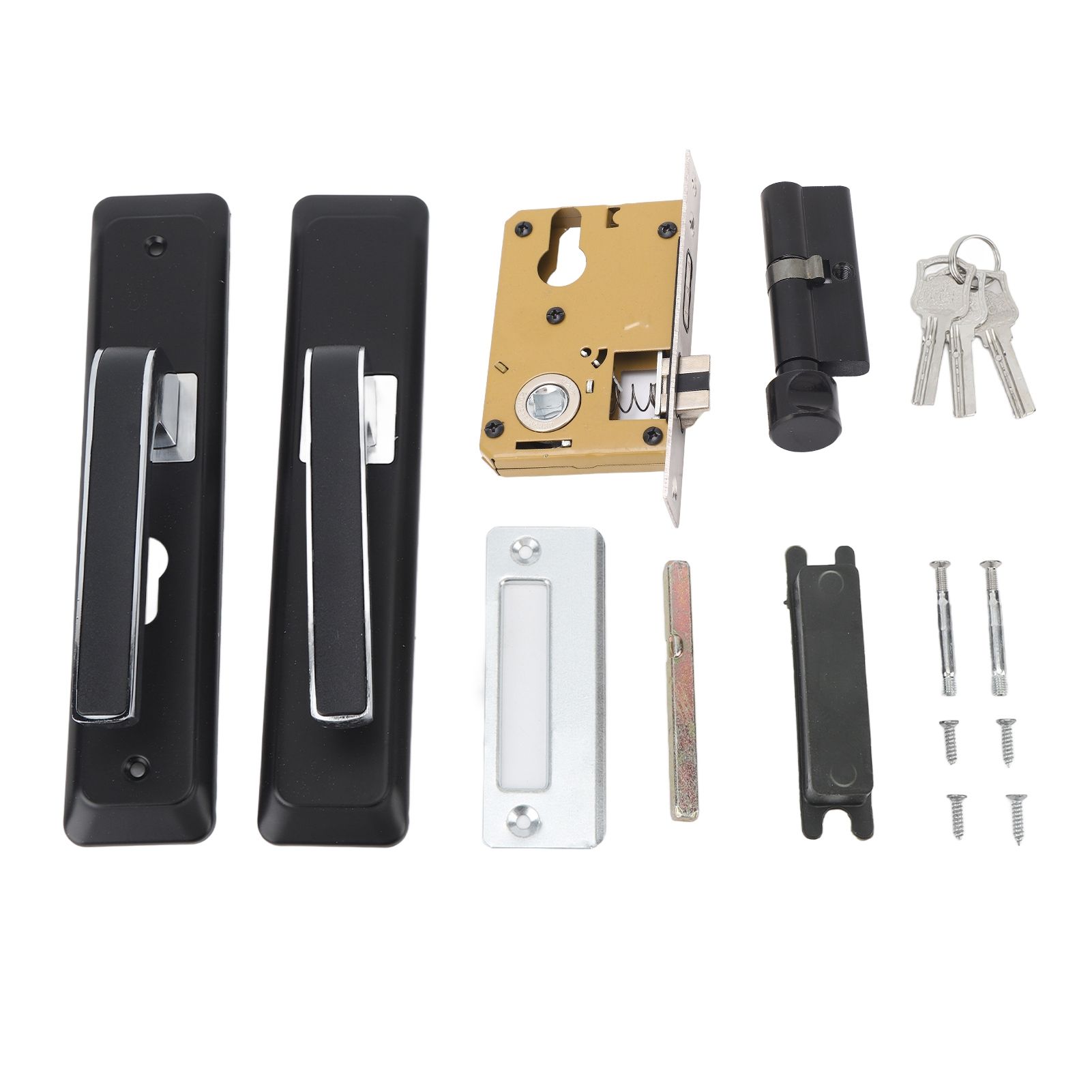 Privacy Bathroom Lever Lock Set Low Noise Door Lever Lockset Bedroom Door Handle Security Door Lever with Lock Black - Image 1
