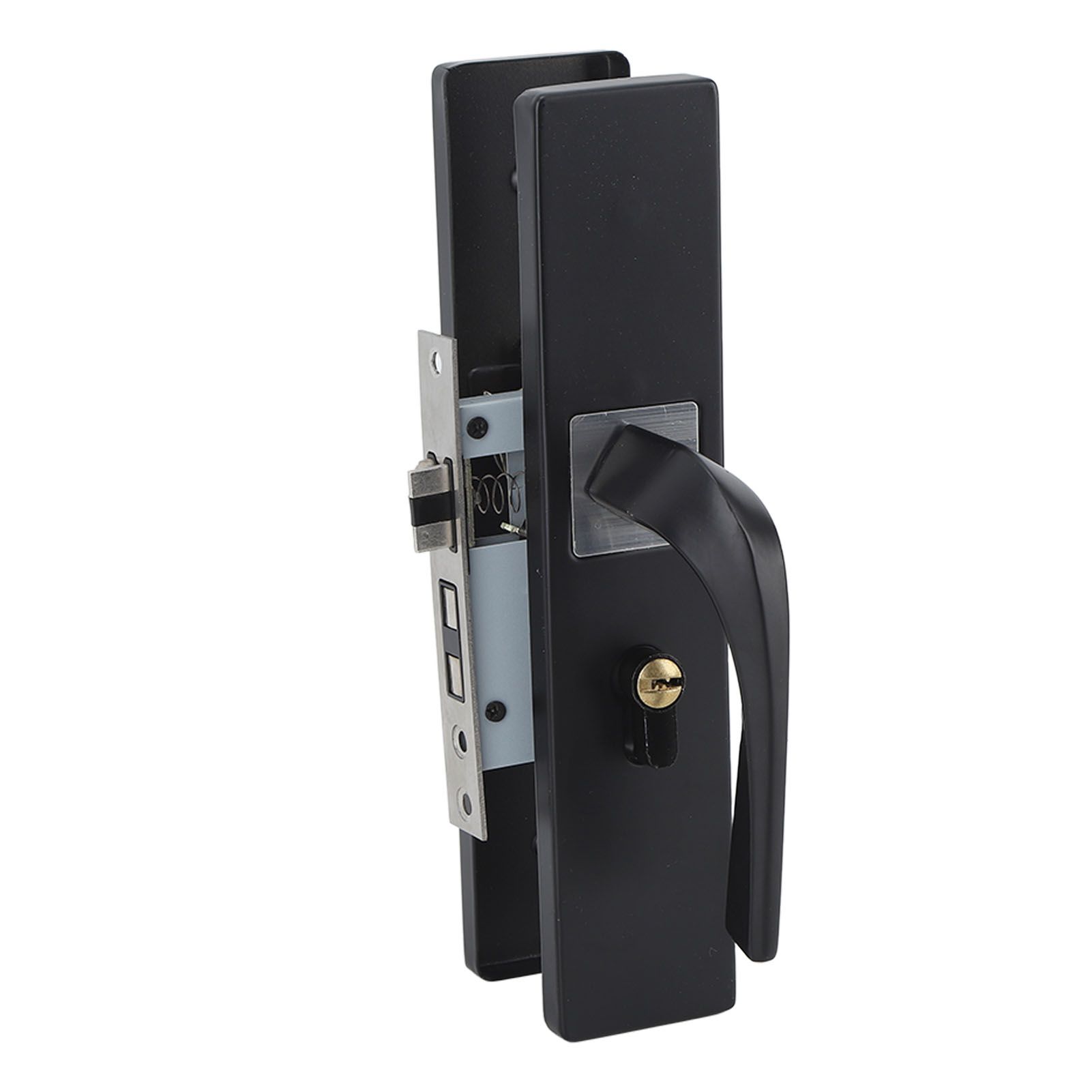 Bedroom Lock Set Household Interior Room Bathroom Silent Aluminium Alloy with Solid Wood Handle Black - Image 2