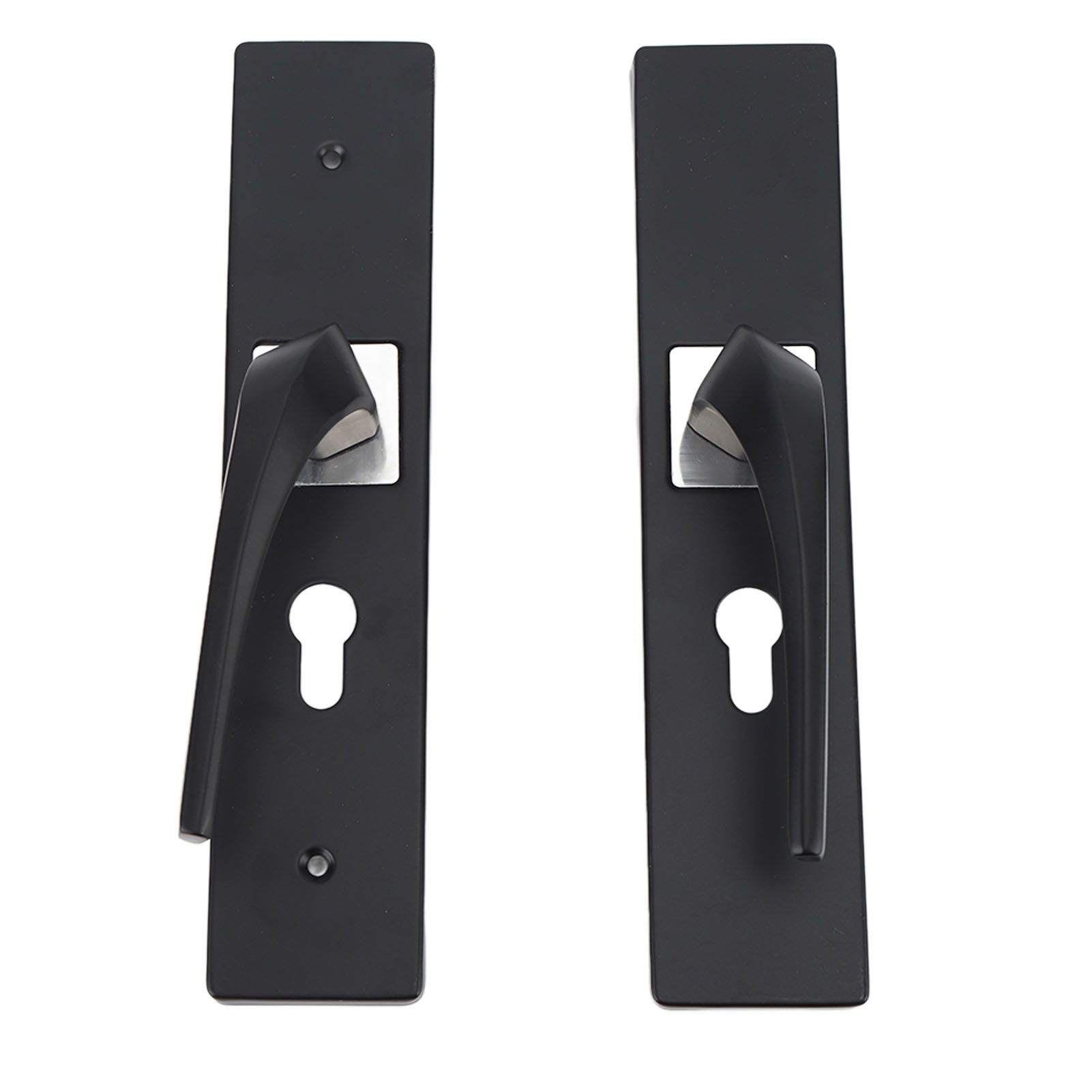 Bedroom Lock Set Household Interior Room Bathroom Silent Aluminium Alloy with Solid Wood Handle Black - Image 4