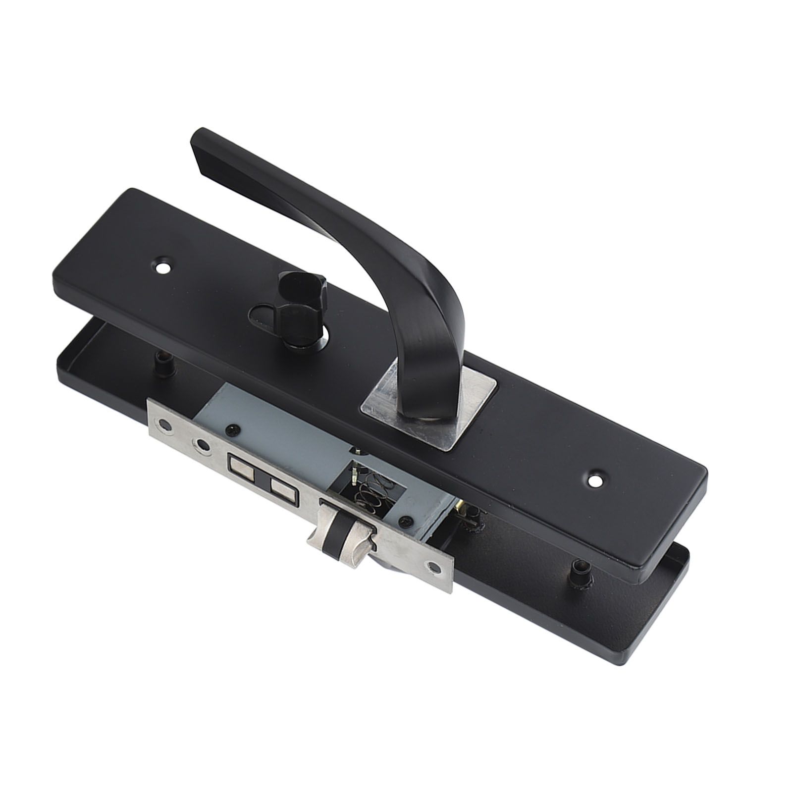 Bedroom Lock Set Household Interior Room Bathroom Silent Aluminium Alloy with Solid Wood Handle Black - Image 5