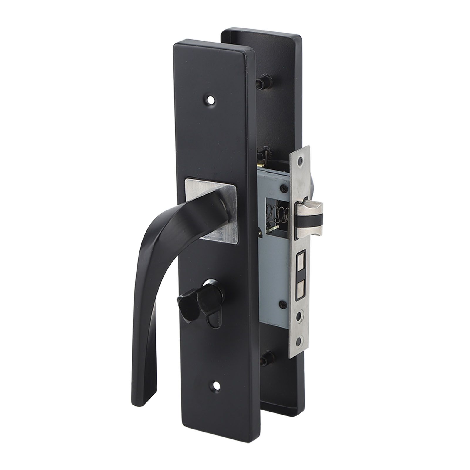 Bedroom Lock Set Household Interior Room Bathroom Silent Aluminium Alloy with Solid Wood Handle Black - Image 6