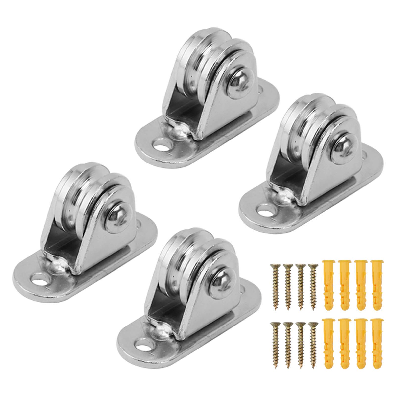 Small Pulley Block Stainless Steel Silent Pulley Roller Wall Mounted Fixed Pulley for DIY Equipment Wire Rope Rail Sliding Gate 4PCS - Image 1