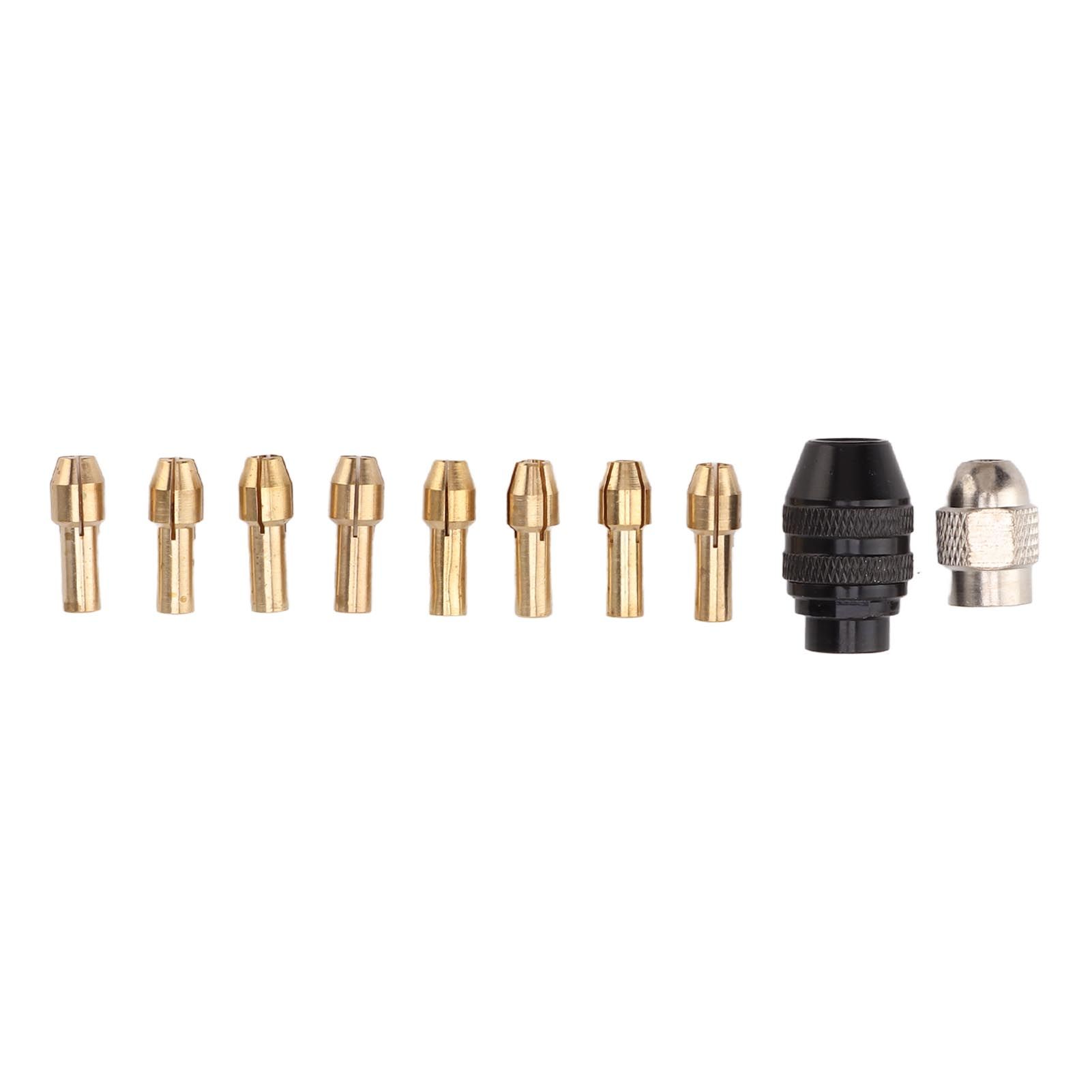 Drill Chuck Collet Set for Replacement 4485 Brass Quick Change Rotary Drill Nut Tool Set With 2 Nut 8 Brass Collet - Image 1