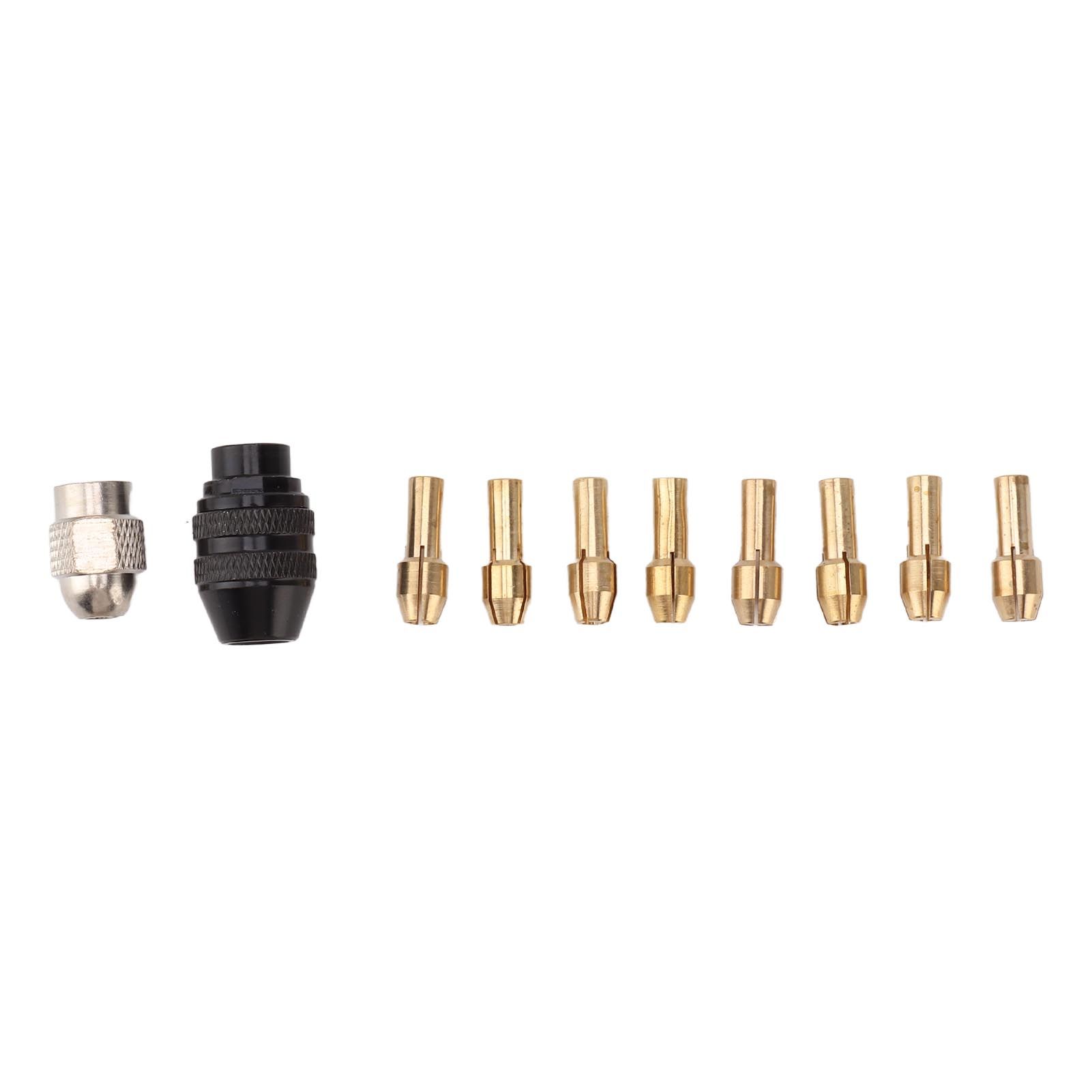 Drill Chuck Collet Set for Replacement 4485 Brass Quick Change Rotary Drill Nut Tool Set With 2 Nut 8 Brass Collet - Image 2