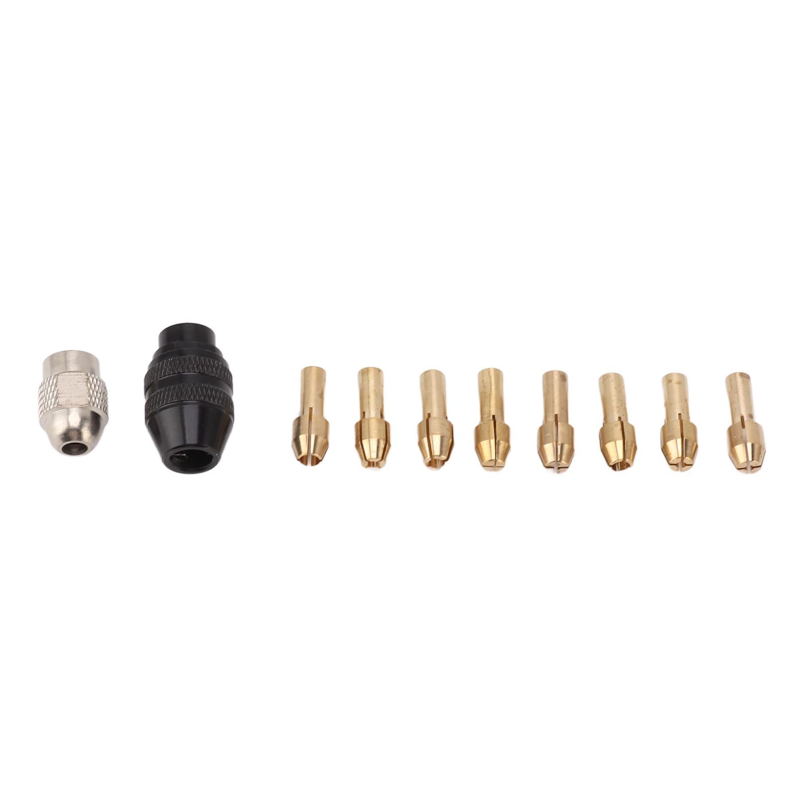 Drill Chuck Collet Set for Replacement 4485 Brass Quick Change Rotary Drill Nut Tool Set With 2 Nut 8 Brass Collet - Image 3