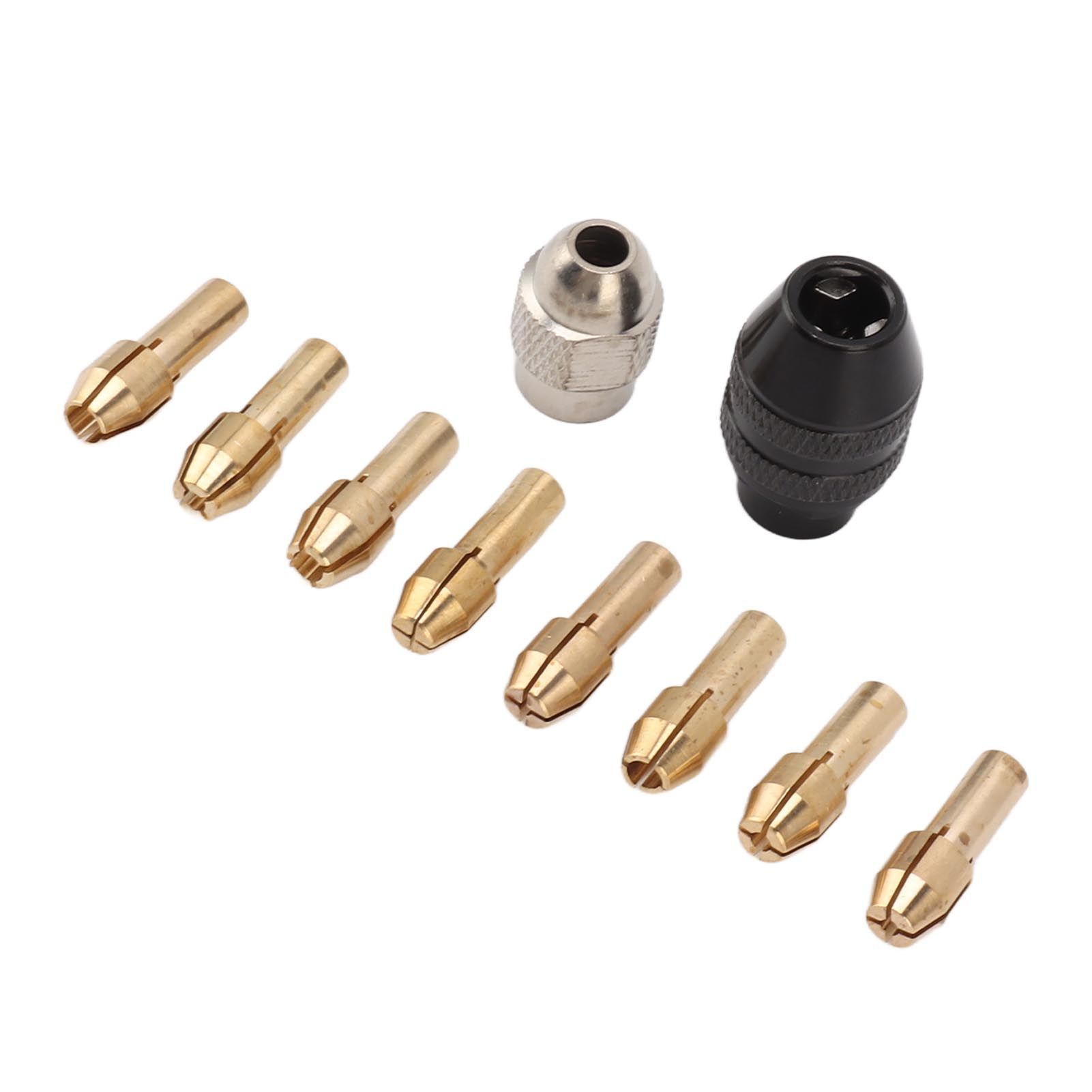 Drill Chuck Collet Set for Replacement 4485 Brass Quick Change Rotary Drill Nut Tool Set With 2 Nut 8 Brass Collet - Image 8