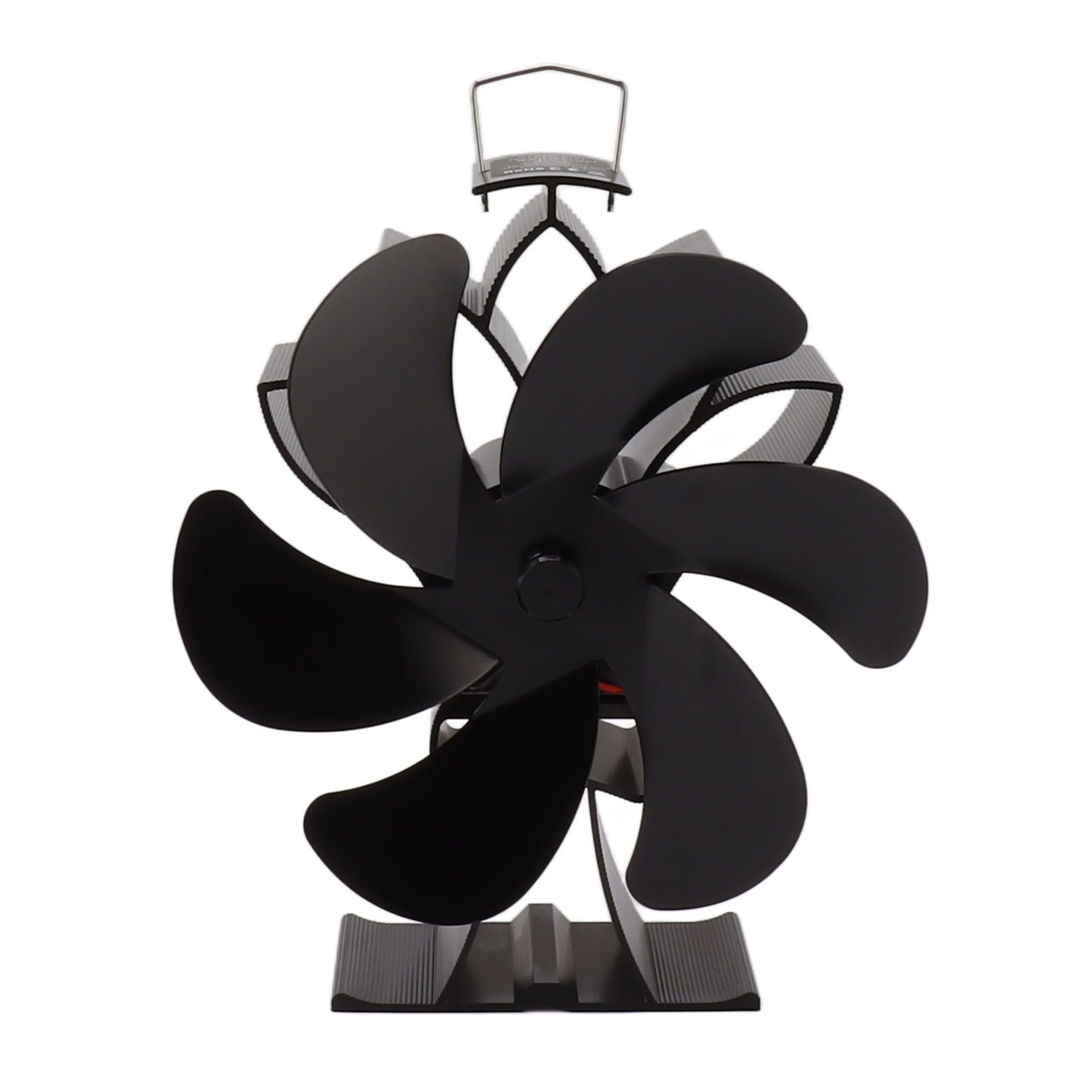 Heat Powered Stove Fan 6 Blade Aluminum Alloy Low Noise Wood Stove Fireplace Fan for Home Log Burning Stove Black - Image 1