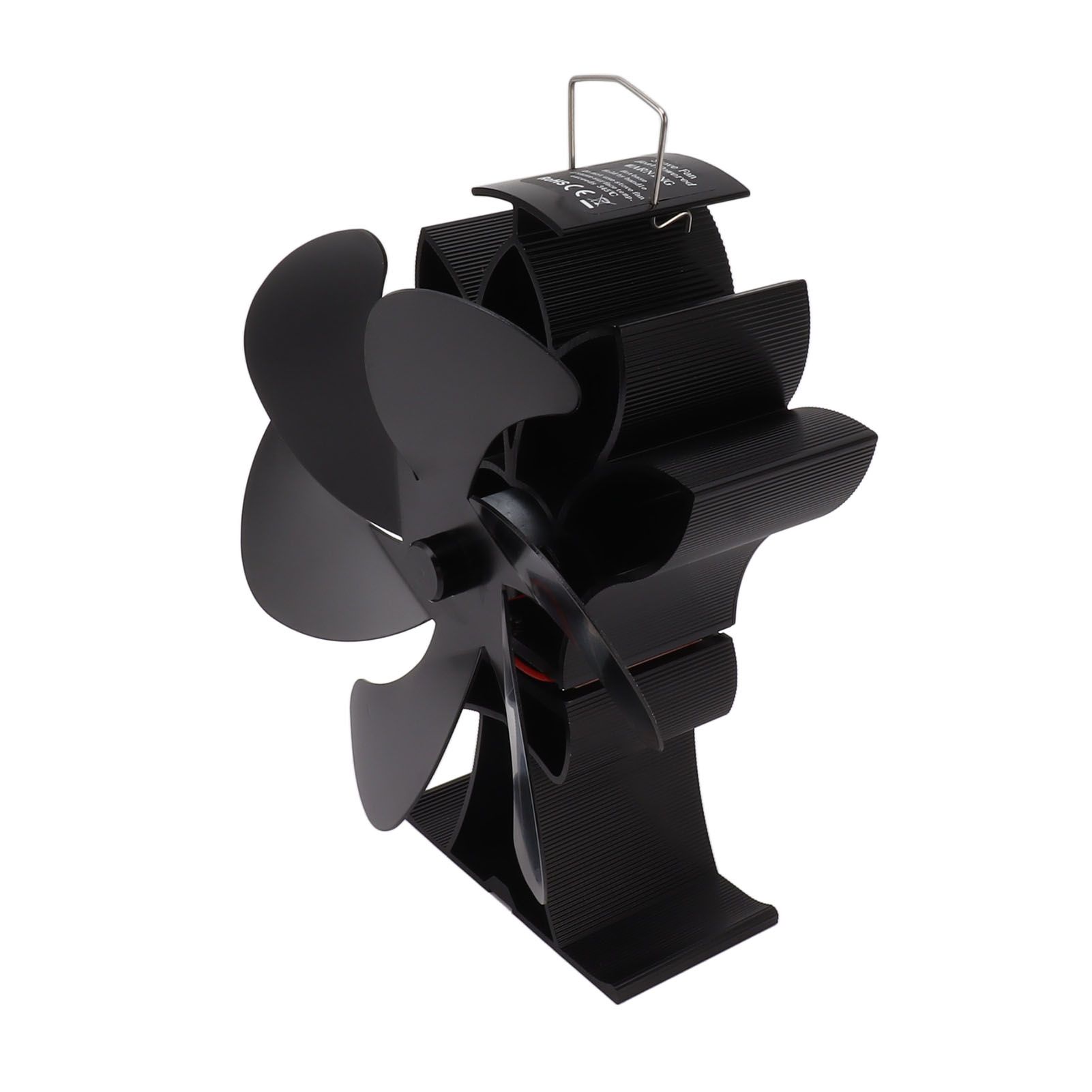 Heat Powered Stove Fan 6 Blade Aluminum Alloy Low Noise Wood Stove Fireplace Fan for Home Log Burning Stove Black - Image 2