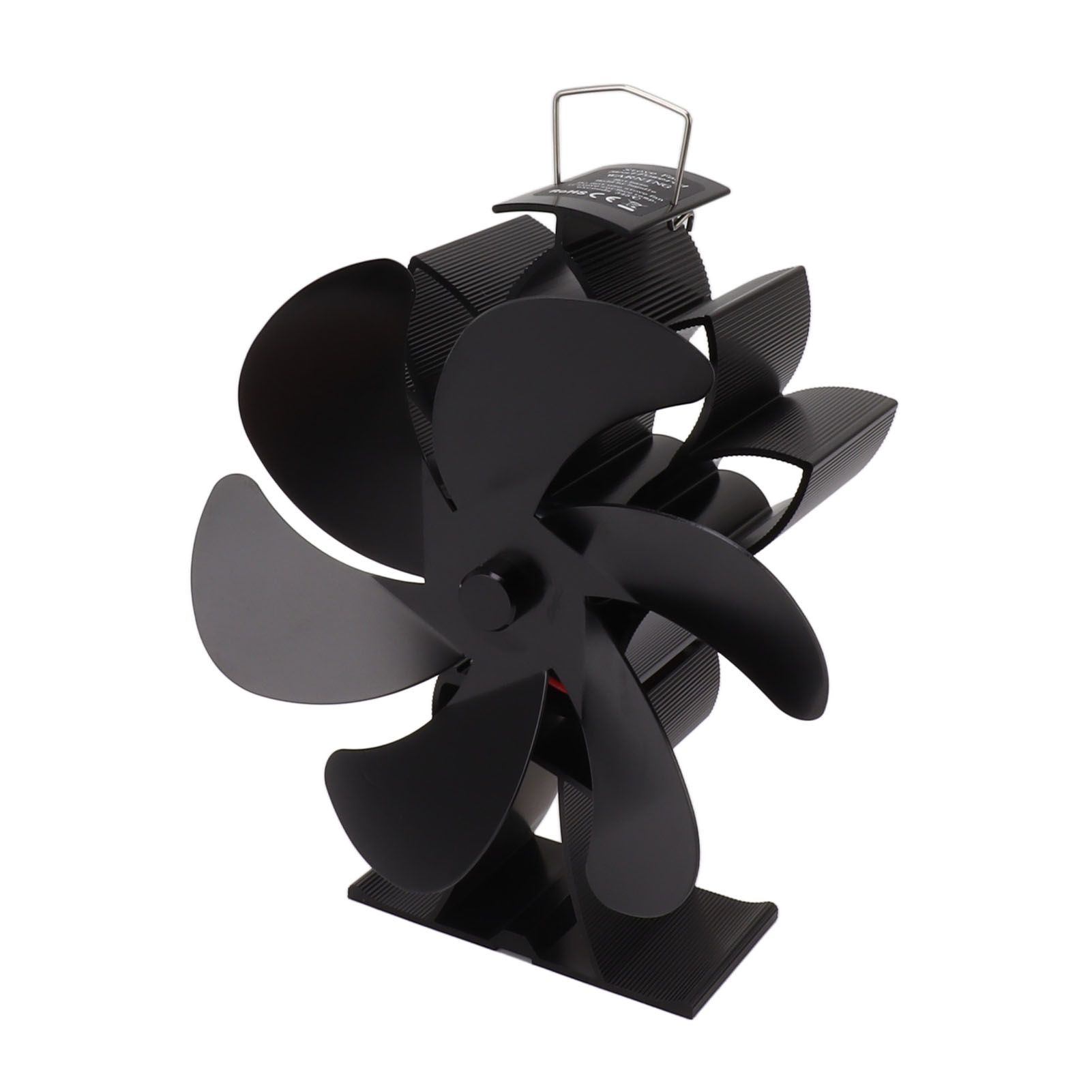 Heat Powered Stove Fan 6 Blade Aluminum Alloy Low Noise Wood Stove Fireplace Fan for Home Log Burning Stove Black - Image 3