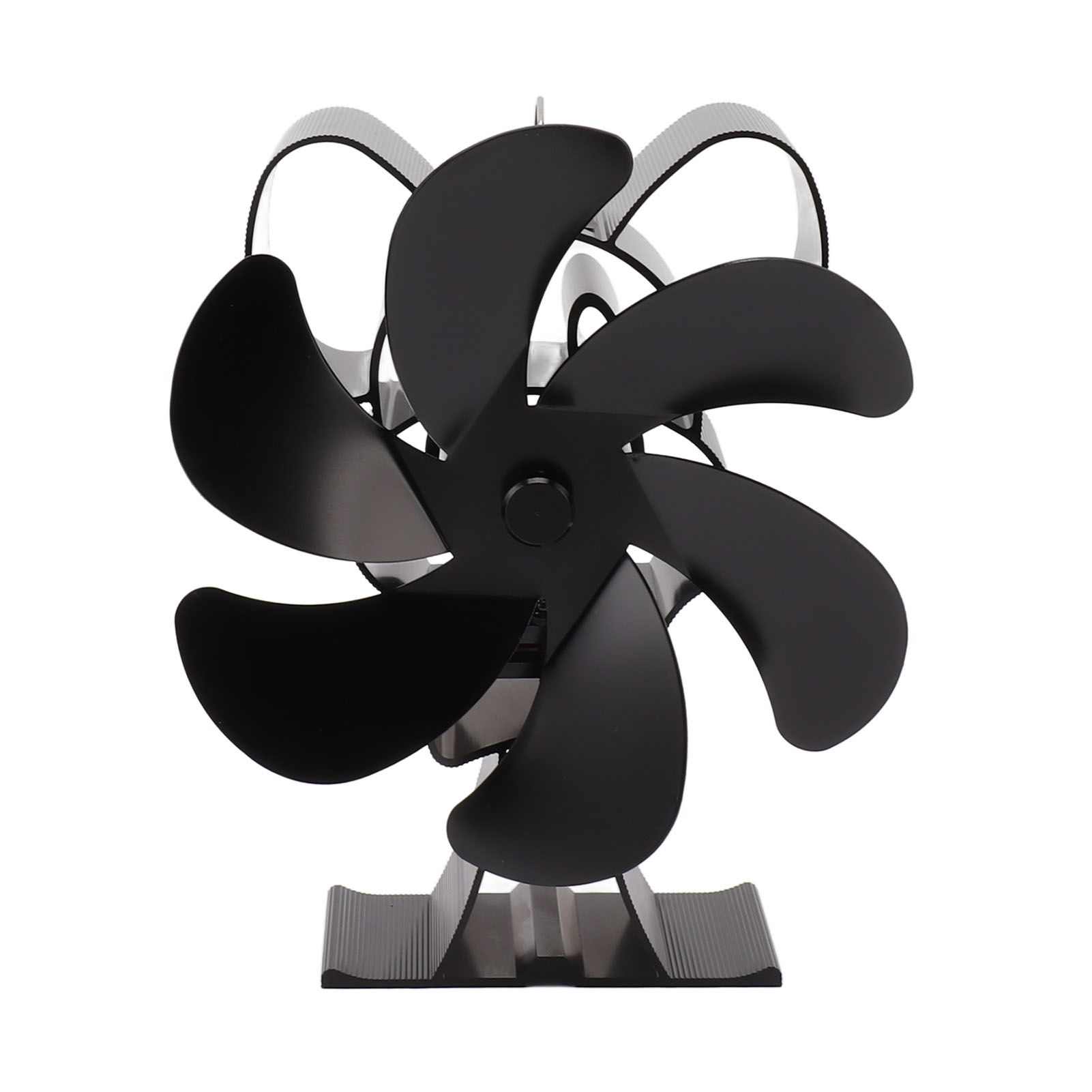 6 Blade Heat Powered Stove Fan for Wood Fireplace Chimney Fireplace Fan Increases Warm Air Silent Operation Black - Image 1