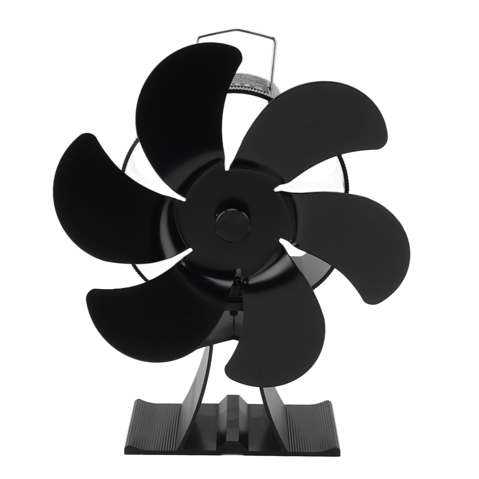 Black 6 Blade Heat Powered Stove Fan Thermodynamically Driven Fireplace Fan for Heat Dissipation - Image 1